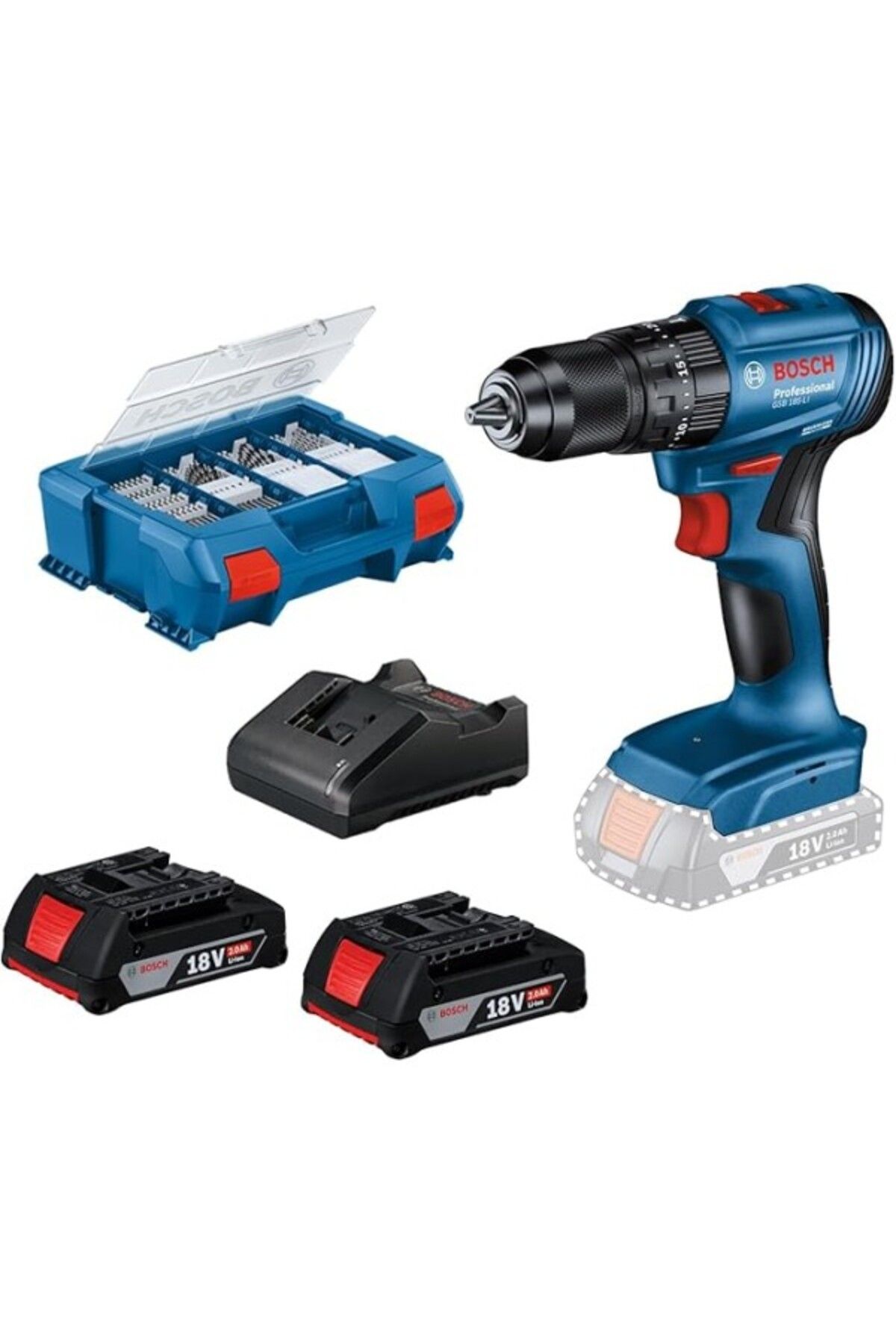 ShopZum Bosch Gsb 185-li 2x2,0 Ah 82 Parça Aksesuar Seti