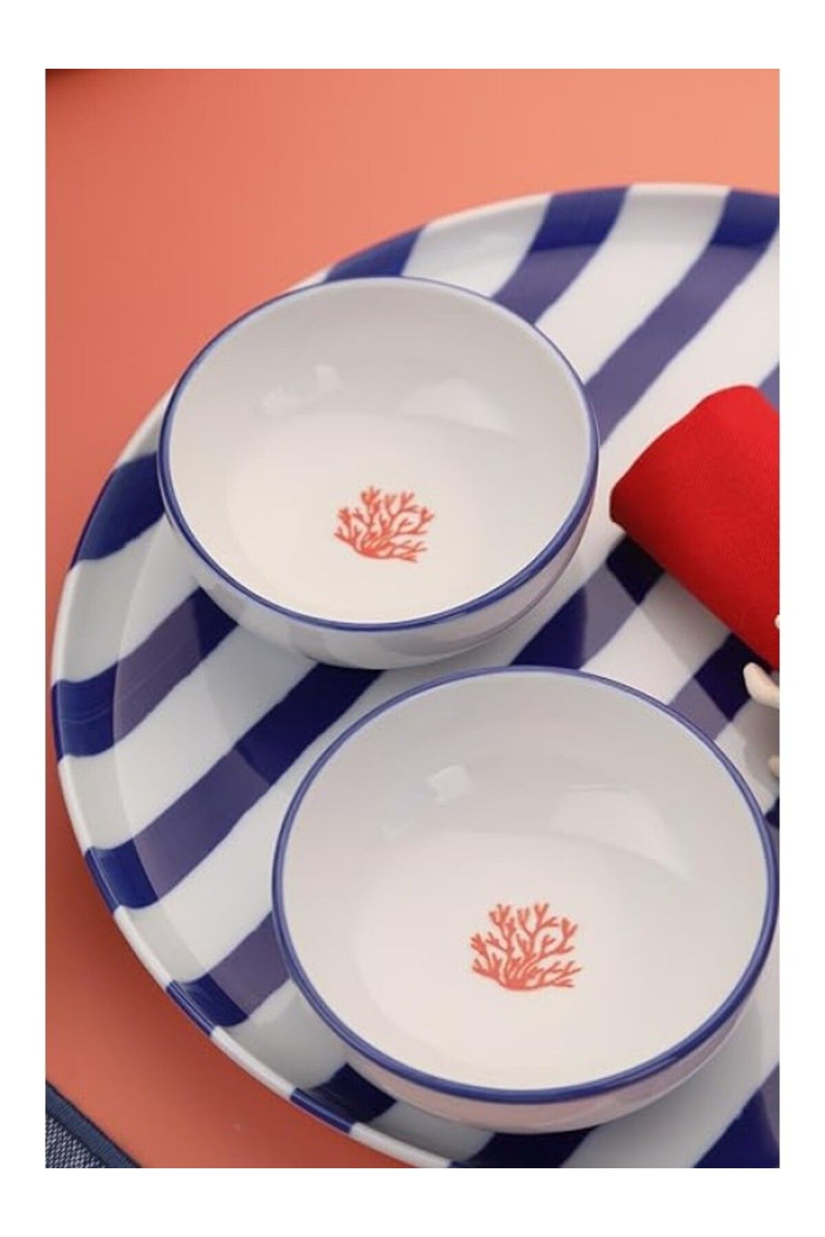 ShopZum Porselen Moderna 4 Parça 8 Cm Kase Coral Paradise