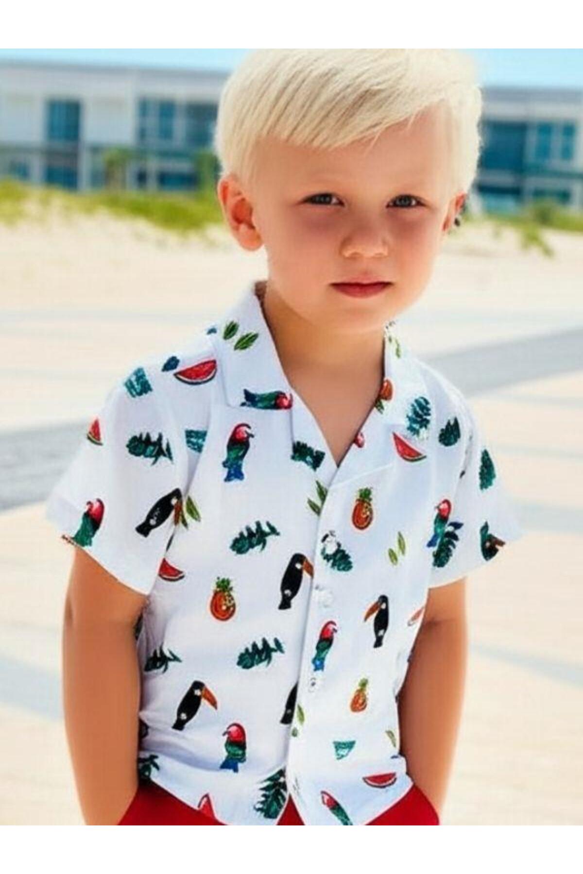 Zekids Erkek Bebek Papağan Desenli Gömlek fotoğrafı 5 (önizleme)