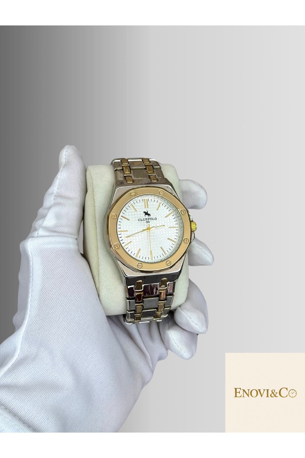 Marka Enovı&Co Yeni Sezon Gümüş - Gold Kordon Erkek Kol Saati Kutulu