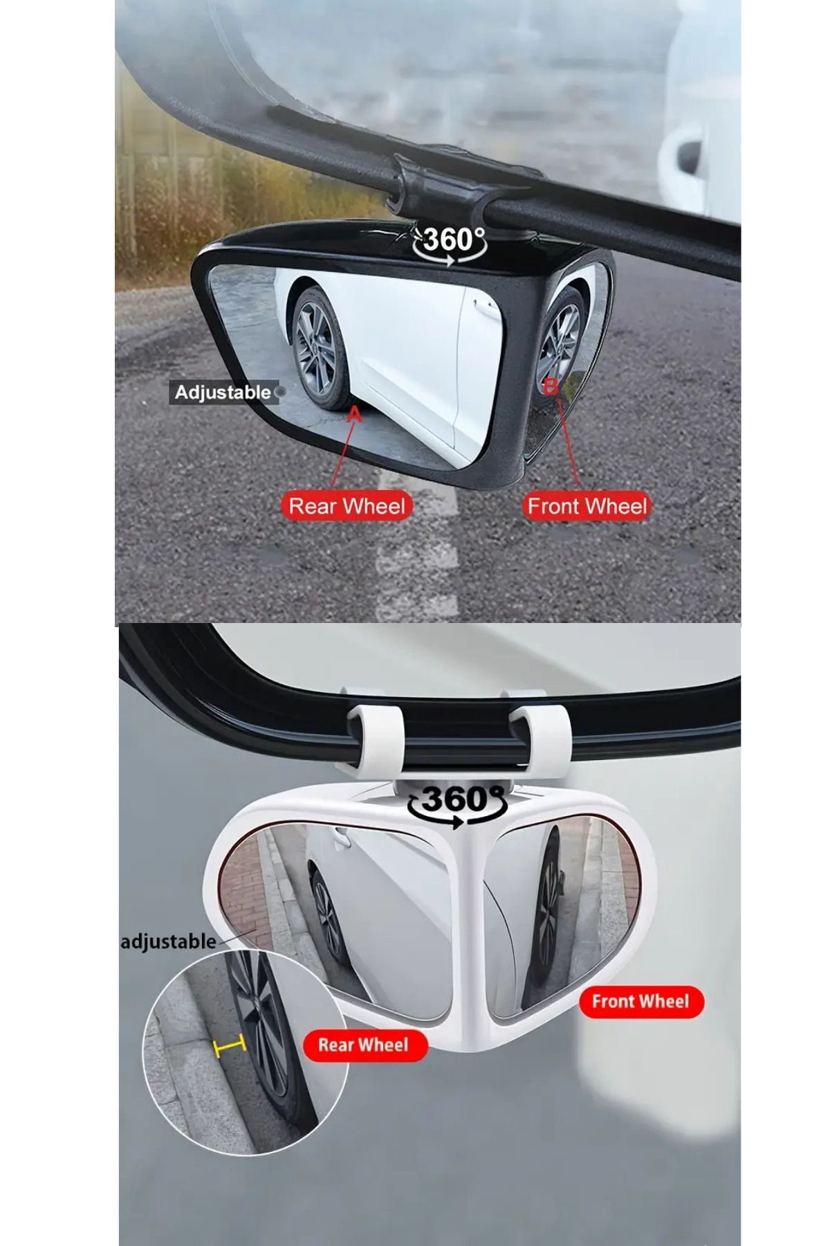 MİNGODAN 2 Adet 360° Dönebilen Oval Kör Nokta Aynası Geniş Görüş Açılı Araç Dikiz Aynası Sedan Kamyon Uyumlu