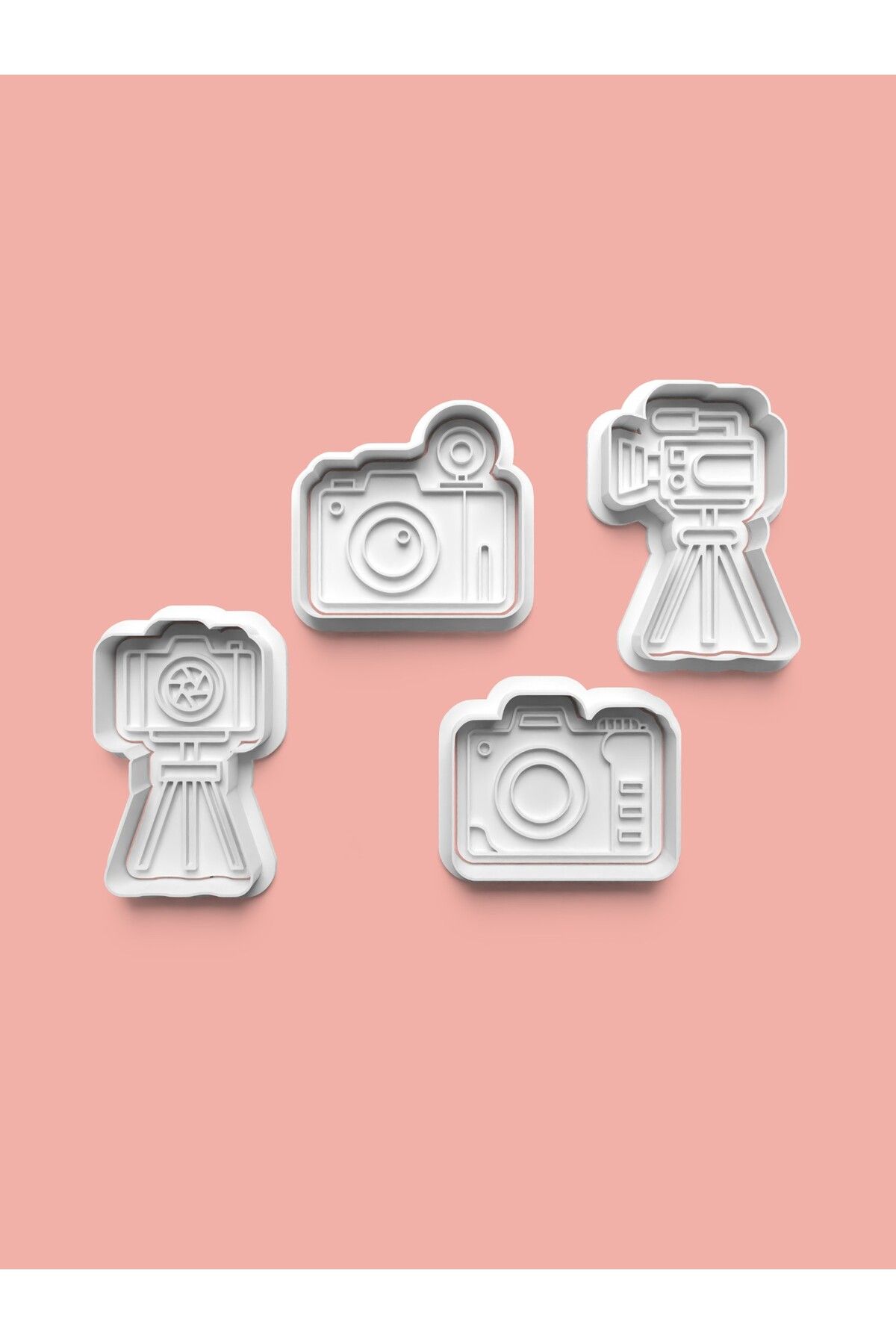 AKTASTORE Kamera-Fotoğraf Makinesi Figürü Kurabiye Kalıbı Ve Şeker Hamuru Kalıbı 4'lü set