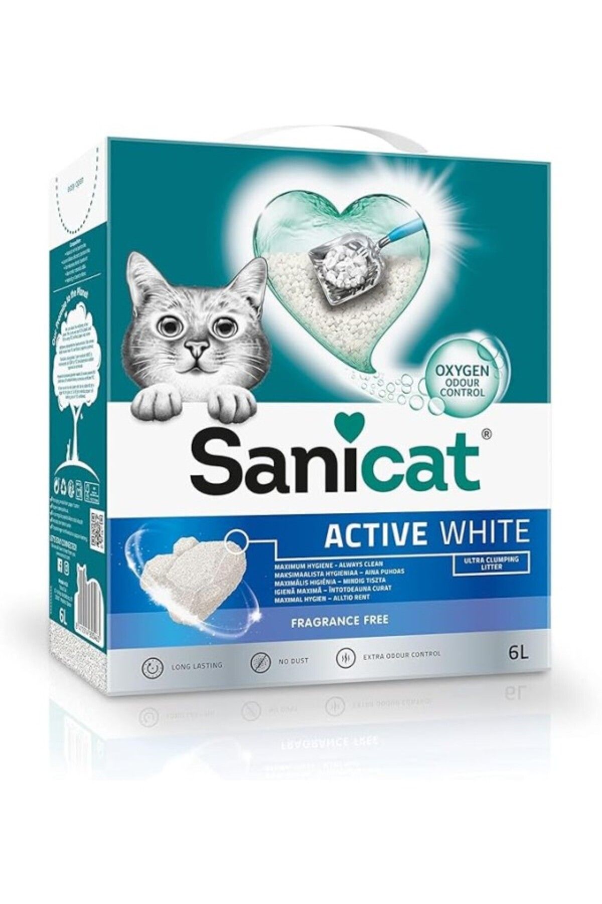 ShopZum Sanicat Active White Topaklanan Kedi Kumu (KOKUSUZ) 6l