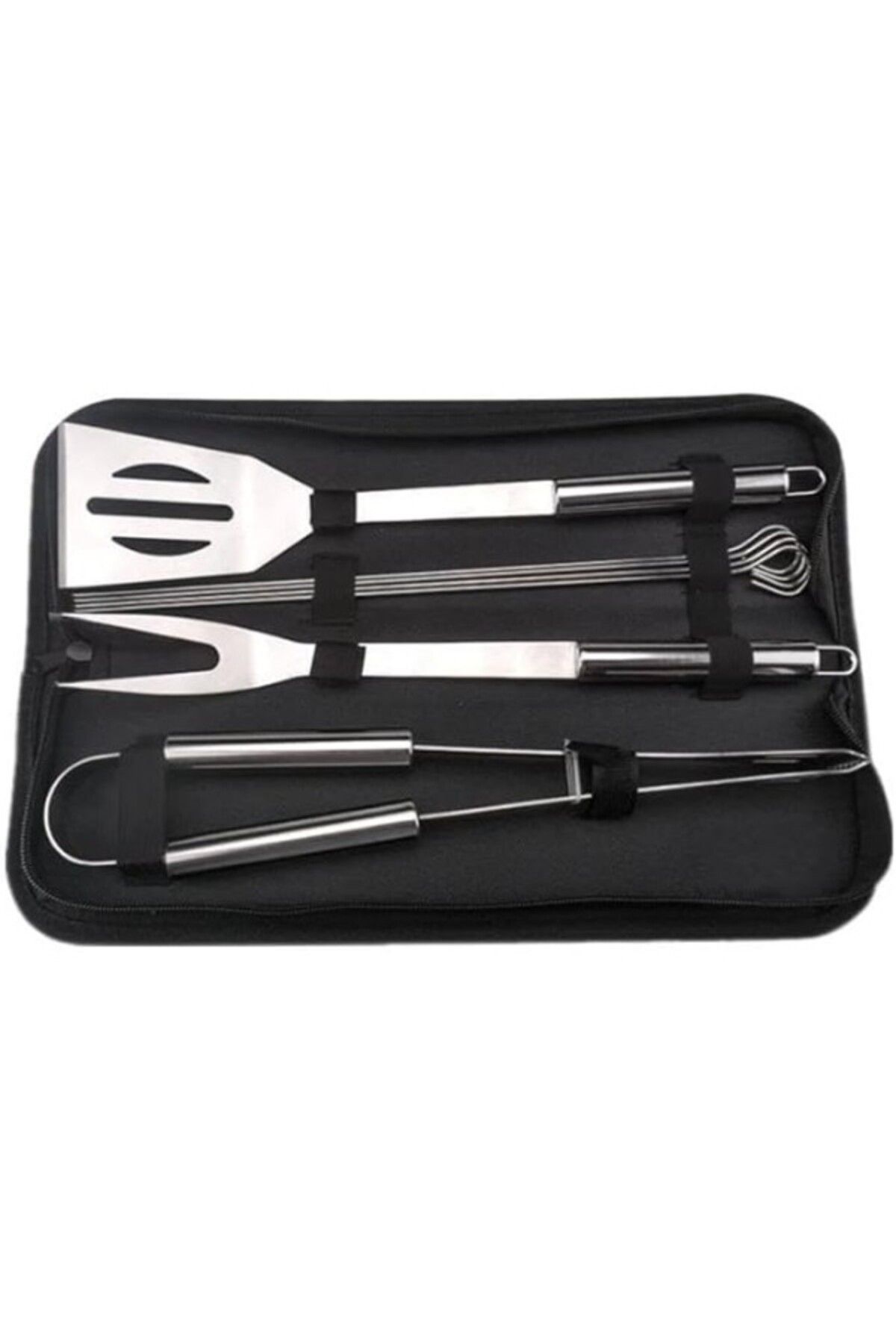 ShopZum Valkyrie 7 Parça Çantalı Mangal Barbekü Maşa Spatula Seti Paslanmaz Çelik 1. Kalite