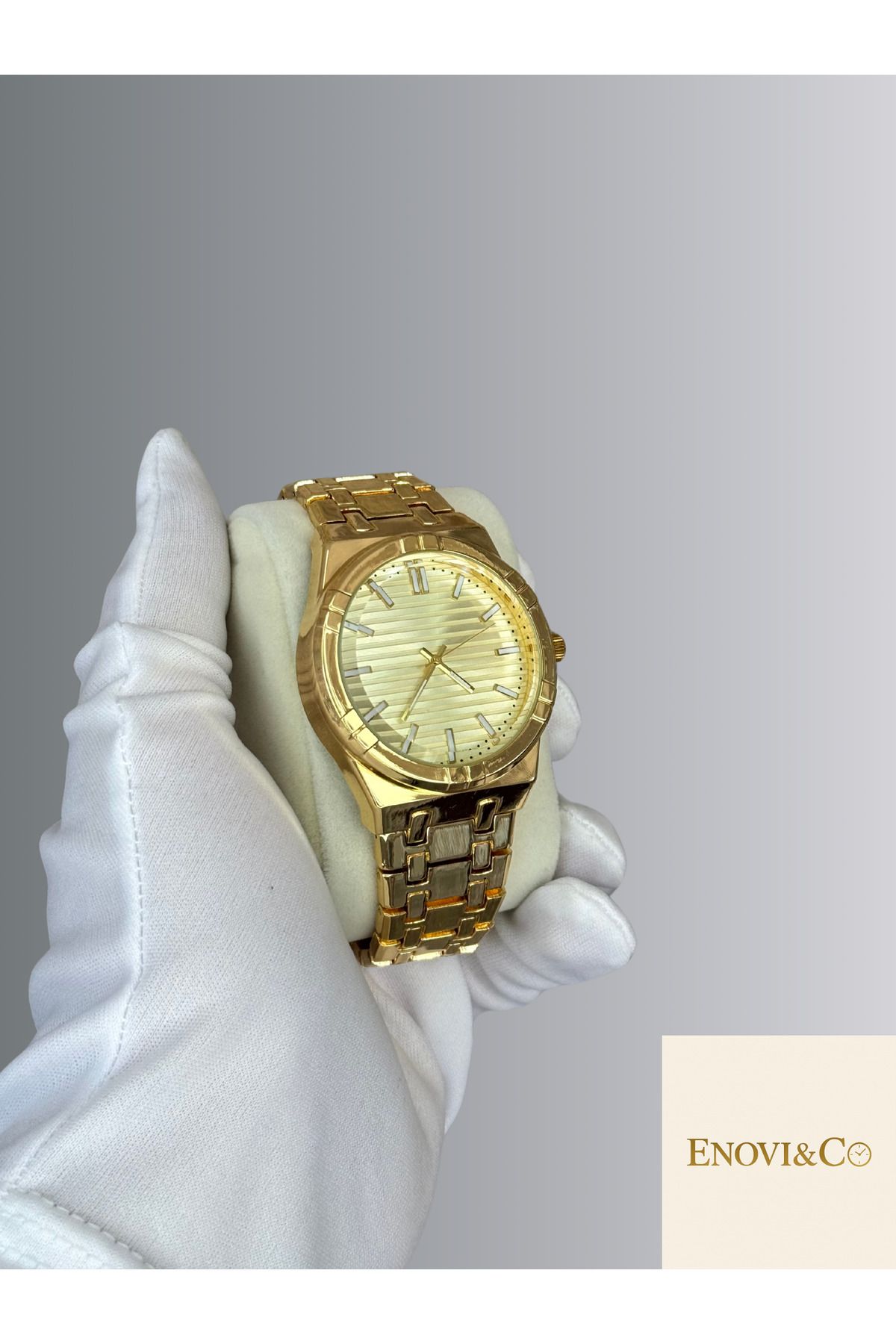 Marka Enovı&Co Yeni Sezon Gold Kordon Erkek Kol Saati Kutulu