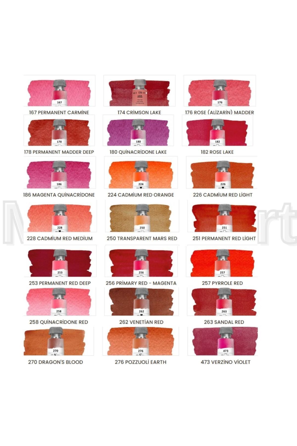 Maimeri Blu Pro Tüp Sulu Boya,Watercolor 12 ml,21'Li Red-Purple Tones Set