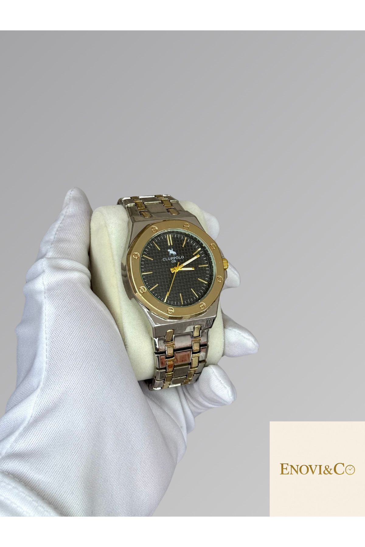 Marka Enovı&Co Yeni Sezon Gümüş - Gold Kordon Erkek Kol Saati Kutulu