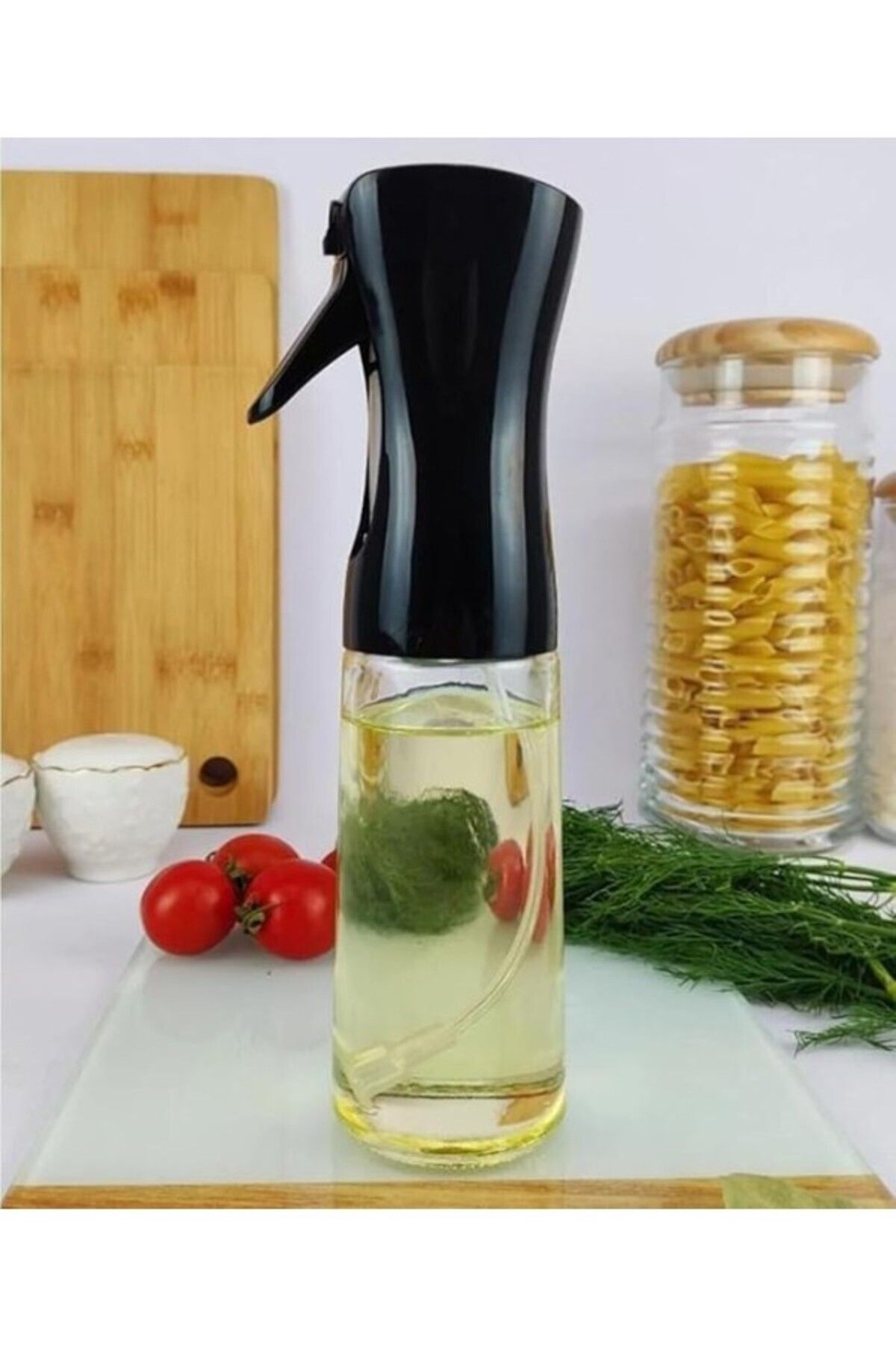 ShopZum Busstier Airfryer Için Pratik Cam Sprey Yağdanlık Ve Sirke Püskürtücü (SİYAH)