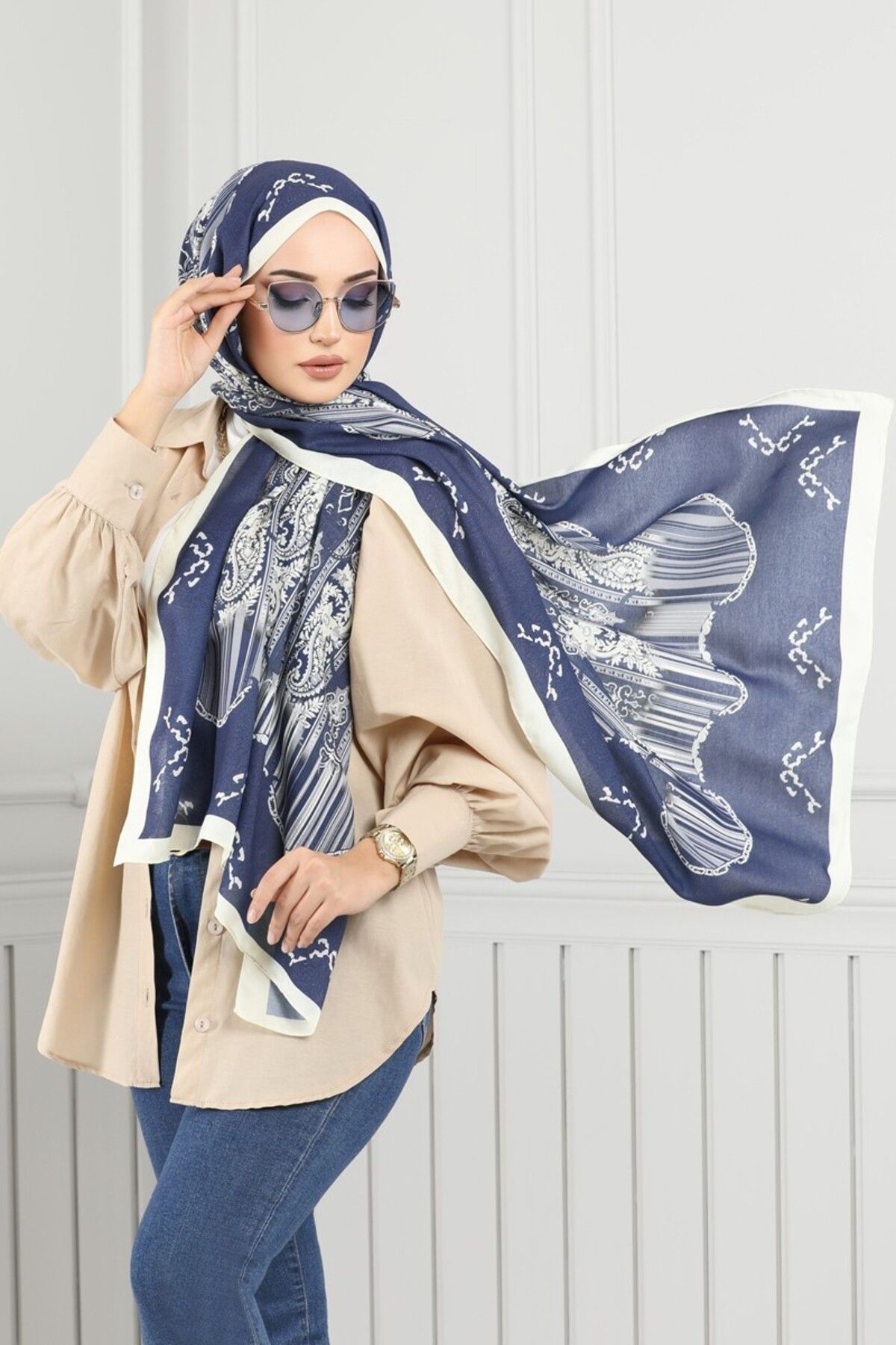 Modaselvim Retro Desen Şal Serisi 139IPK758 Desen1 Laci