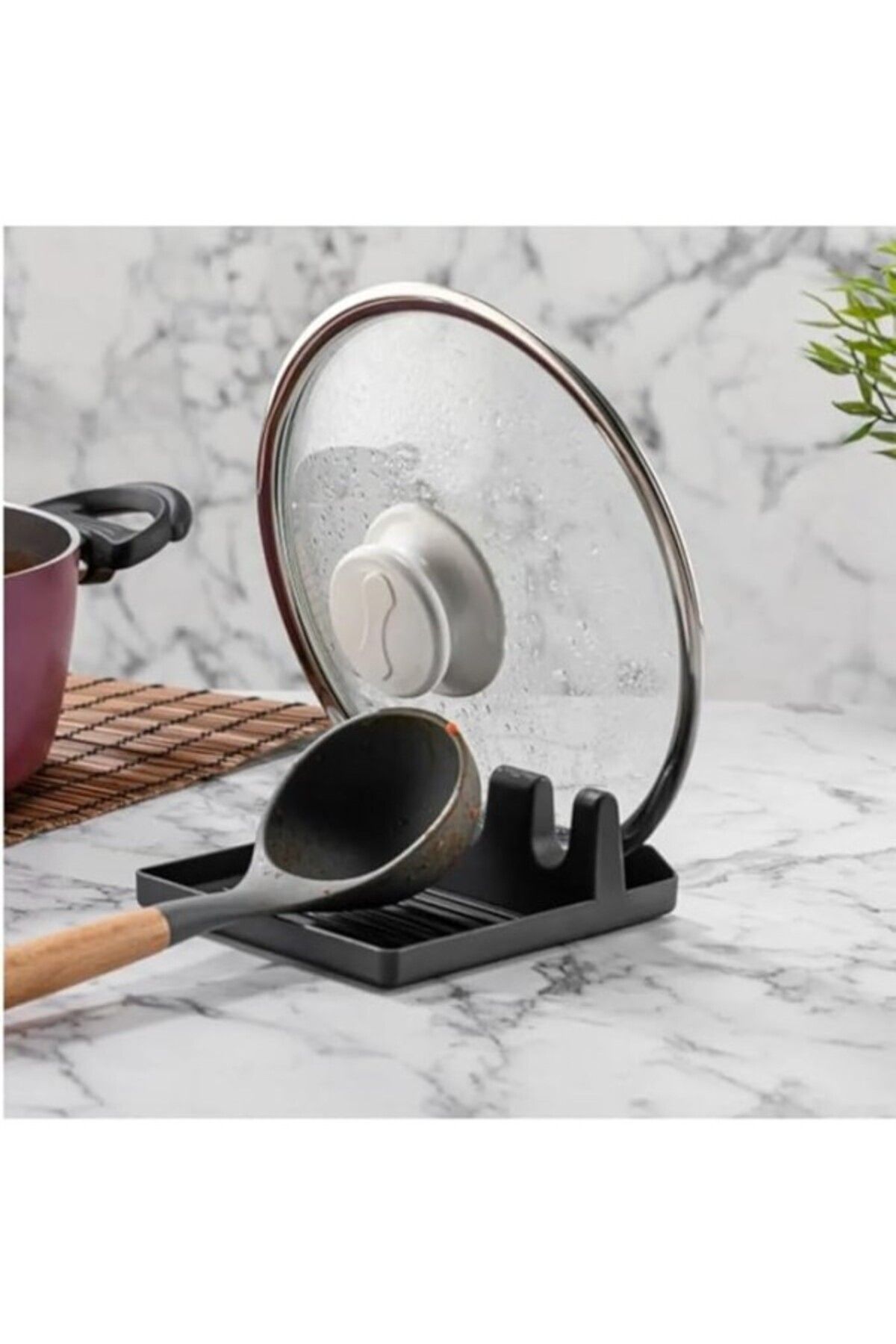 ShopZum C8 Home Tezgah Üstü Kirli Kaşıklık, 14X12 Cm Plastik Mutfak Kepçelik, Kaymaz Tabanlı, Kolay