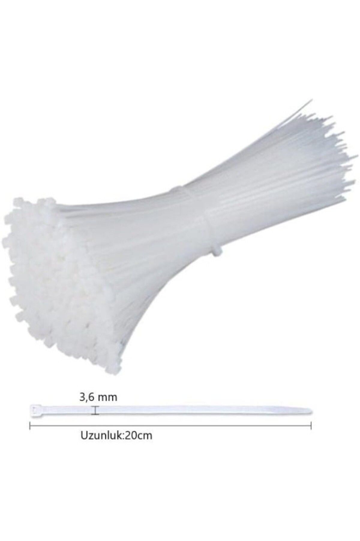 ShopZum Sekatech 3,6X200 Beyaz Kablo Bağı 20Cm Plastik Cırt Kelepçe Toplayıcı-100 Adet