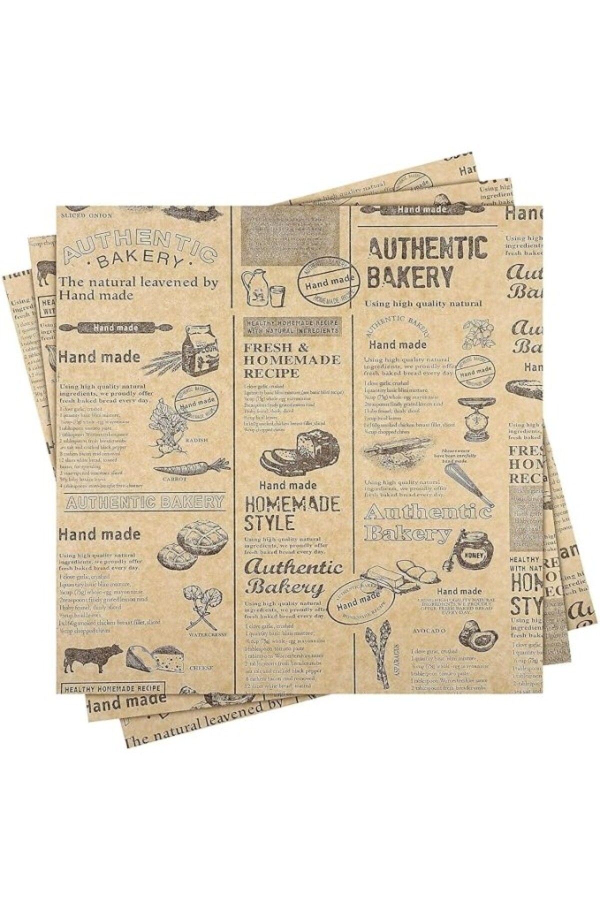 ShopZum Busstier Vintage Gazete Desenli Yağlı Kağıt, Kendinden Desenli Mutfak Sunum Kağıdı, Yemek Sunumları
