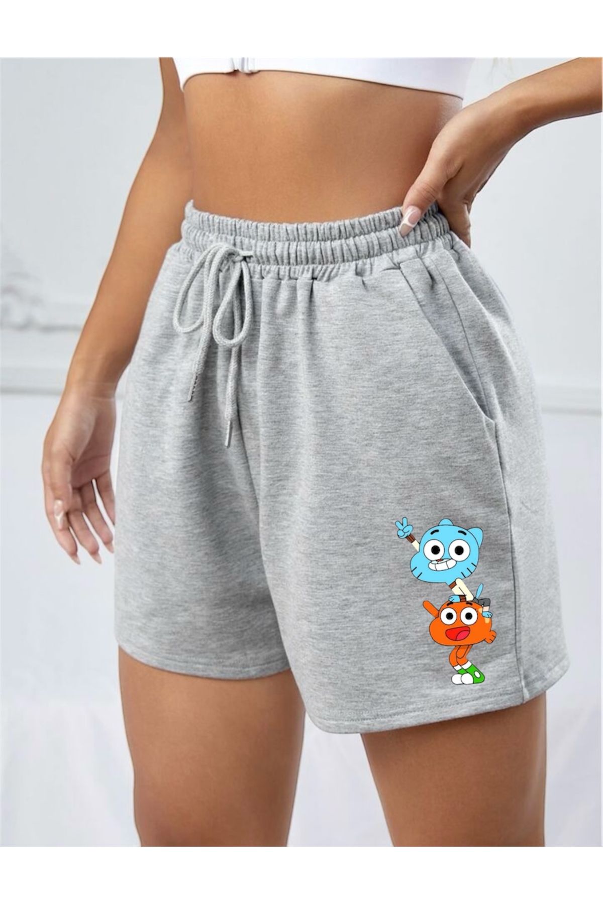 SATHIRE Kadın Penye Darwin & Gumball Baskı Şort