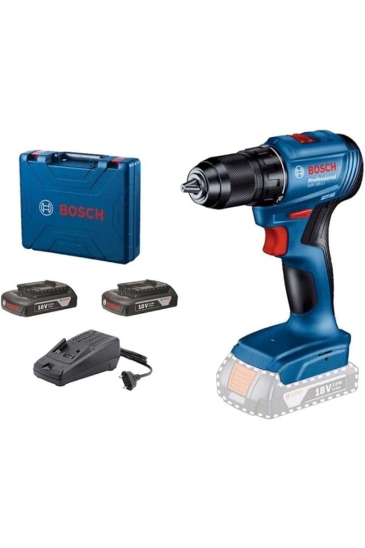 ShopZum Bosch Professional Gsr 185-li Akülü Delme Vidalama Makinesi (18 Volt, 2 X 2,0 Ah Akü, Şarj Cihazı