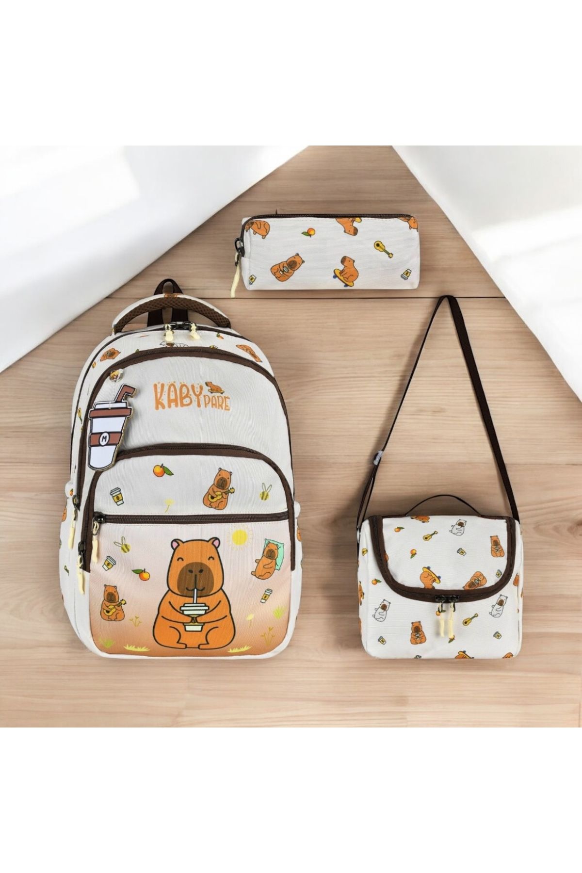 JOJO KIDS çocuk kabyy ilkokul sırt çantası , su geçirmez , 3 lü set , termal beslenmeli