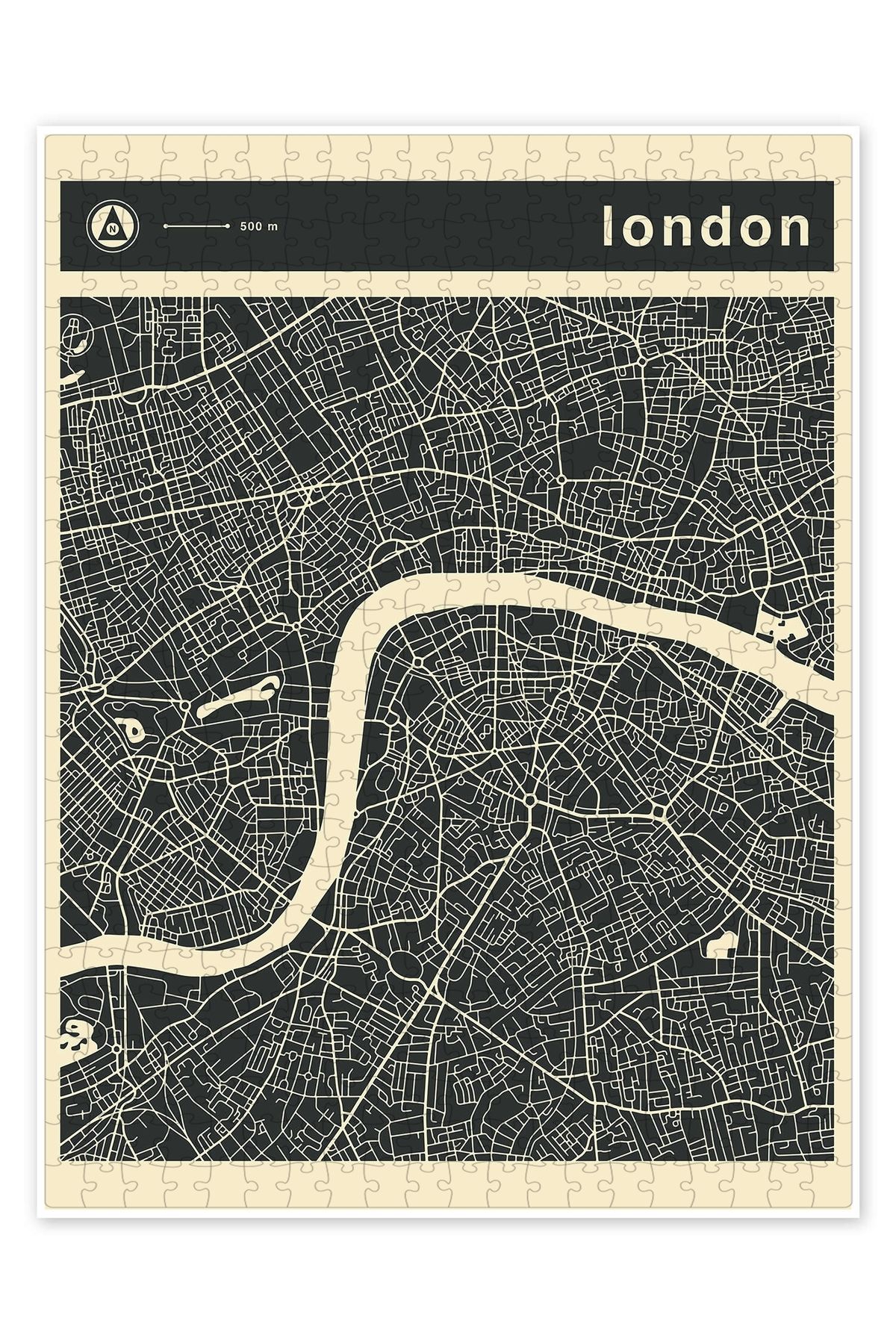 Jeronkarji LONDRA ŞEHİR HARİTASI 500 Parça Puzzle Yapboz Şehir Manzara Temalı Hobilik