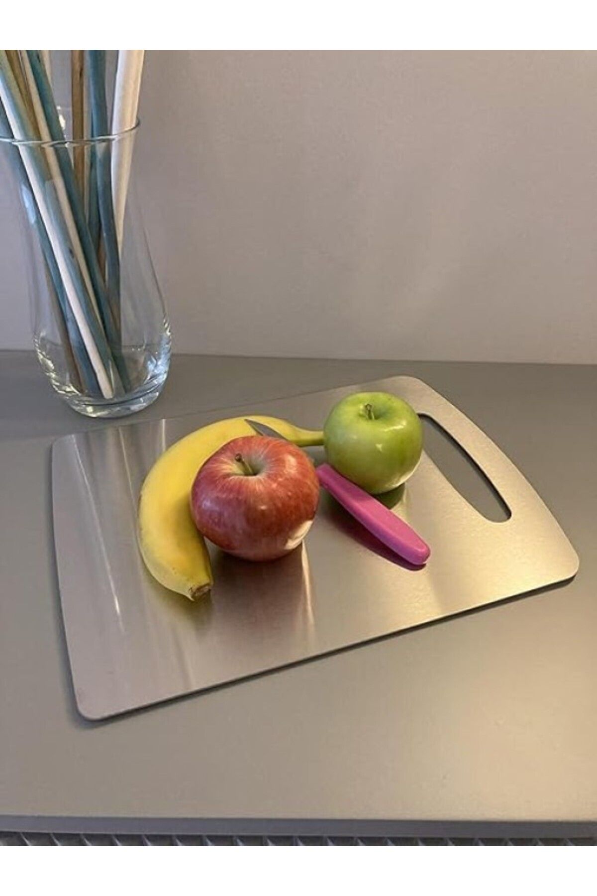 ShopZum Paslanmaz Çelik Kesme Tahtası 32.5Cm X 24Cm