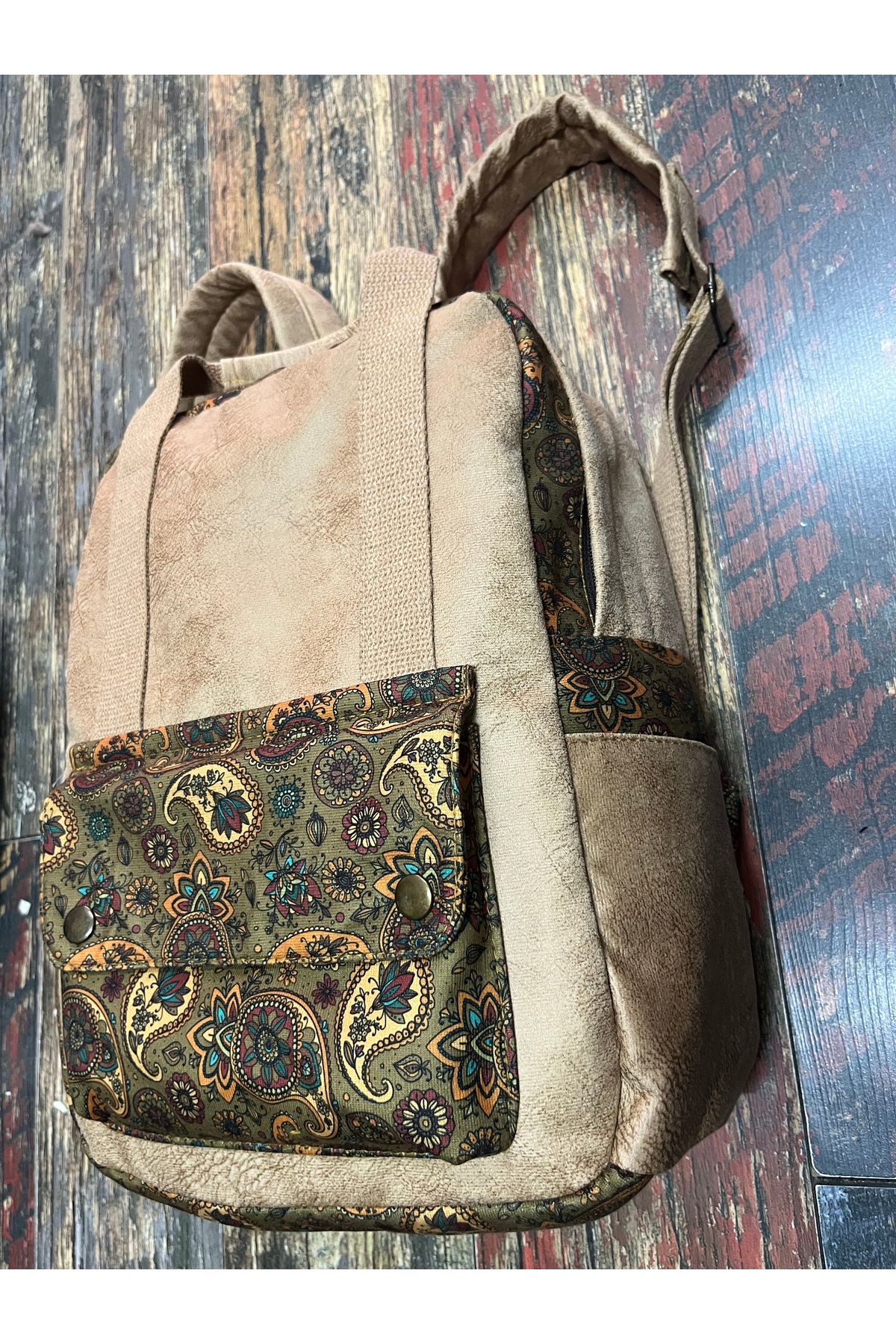 street&bagdnz Etnik Otantik Su Geçirmez Laptop Bölmeli Taşıma Kollu Sırt Çantası fotoğrafı 3 (önizleme)