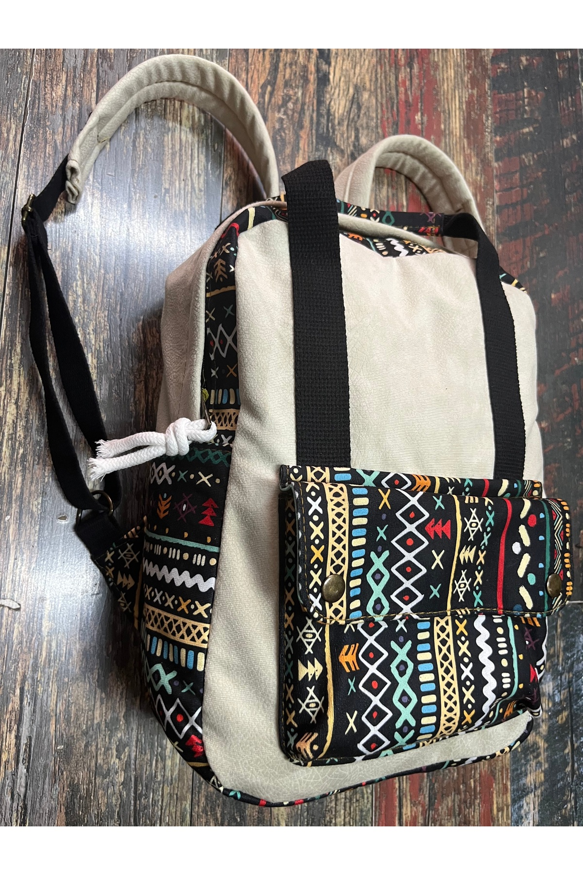 street&bagdnz Etnik Otantik Su Geçirmez Laptop Bölmeli Taşıma Kollu Sırt Çantası fotoğrafı 2 (önizleme)