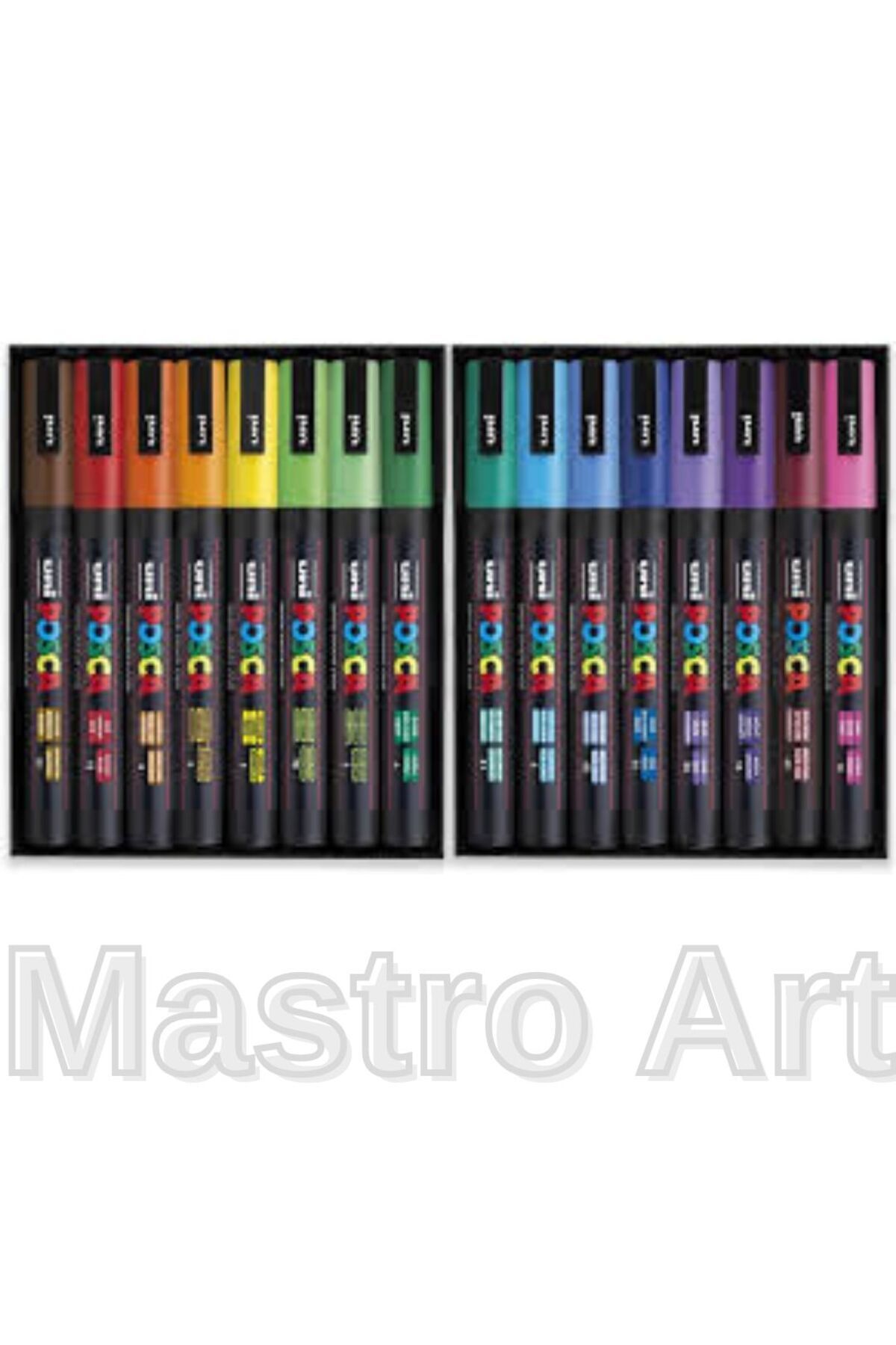 Mastro Art Posca Marker Akrilik Kalem Pc-3m (0.9-1.3MM) 16'lı Set Ana Ve Ara Renkler Seti