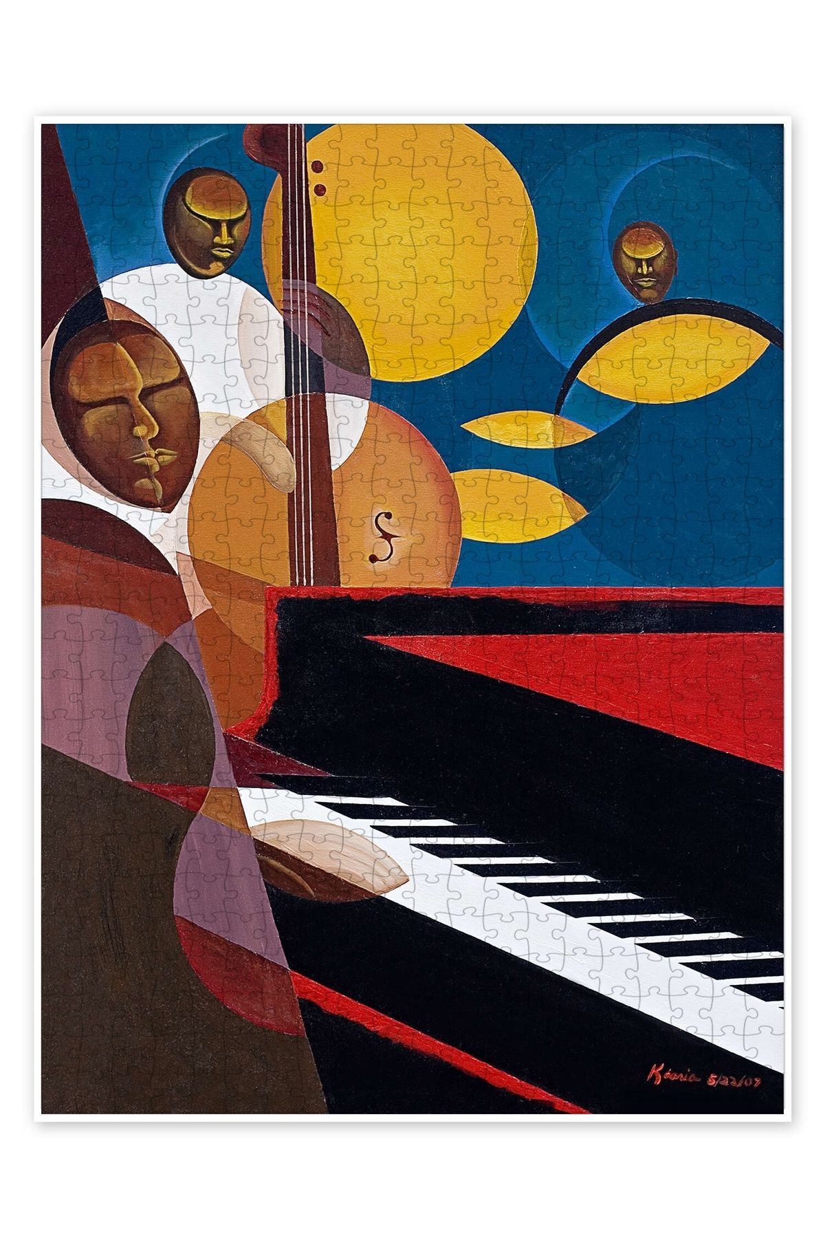 Jeronkarji Kobalt Caz, 2007 500 Parça Puzzle Yapboz Bohem Soyut Sanat Temalı