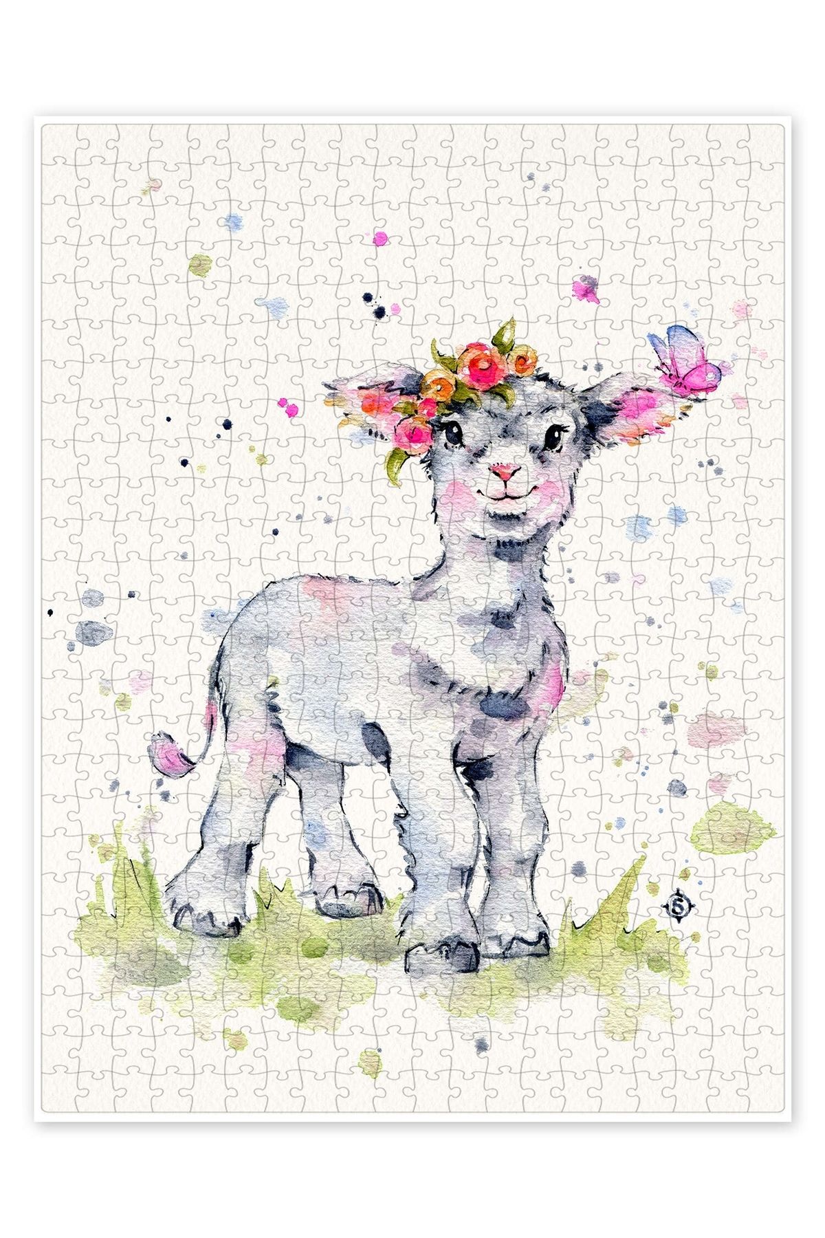Jeronkarji Tatlı Kuzu 500 Parça Puzzle Yapboz Kedi Köpek Temalı Doğa ve Orman Hayvanları