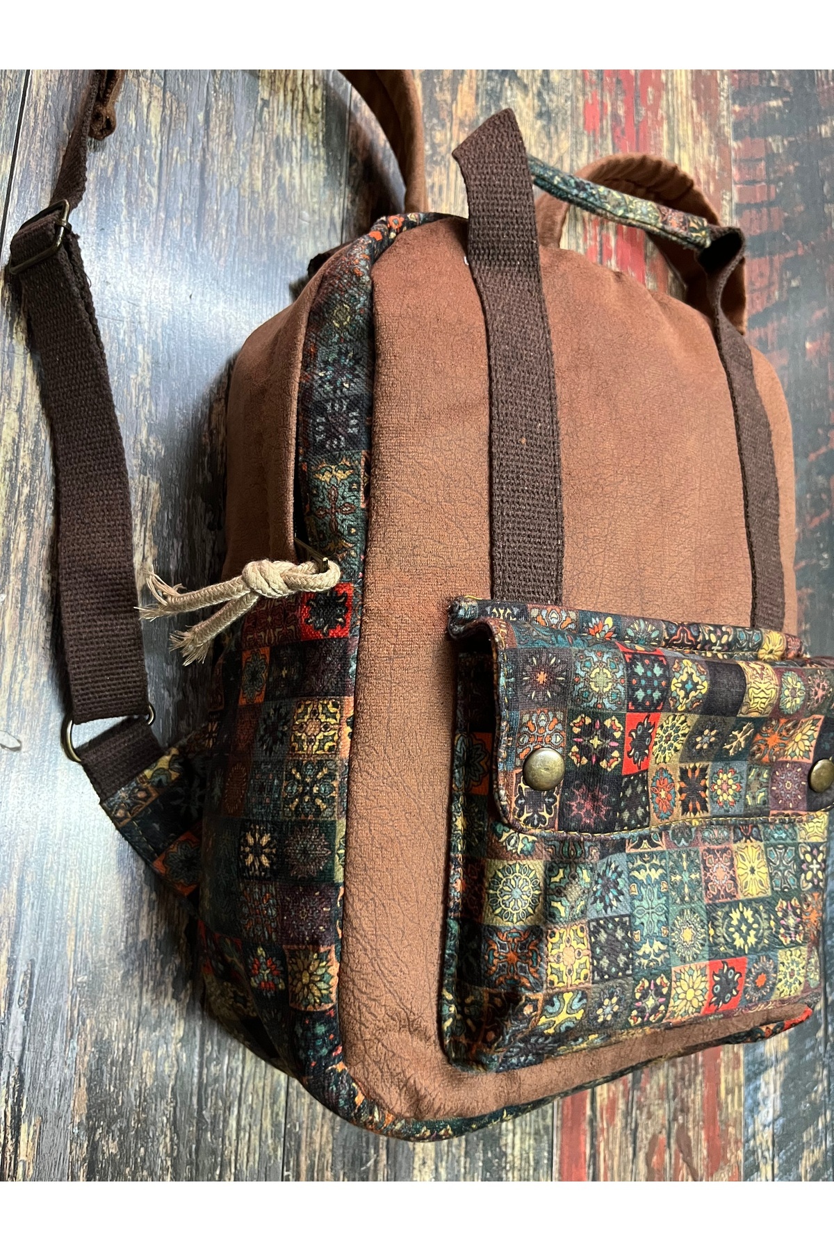street&bagdnz Etnik Otantik Su Geçirmez Laptop Bölmeli Taşıma Kollu Sırt Çantası fotoğrafı 2 (önizleme)
