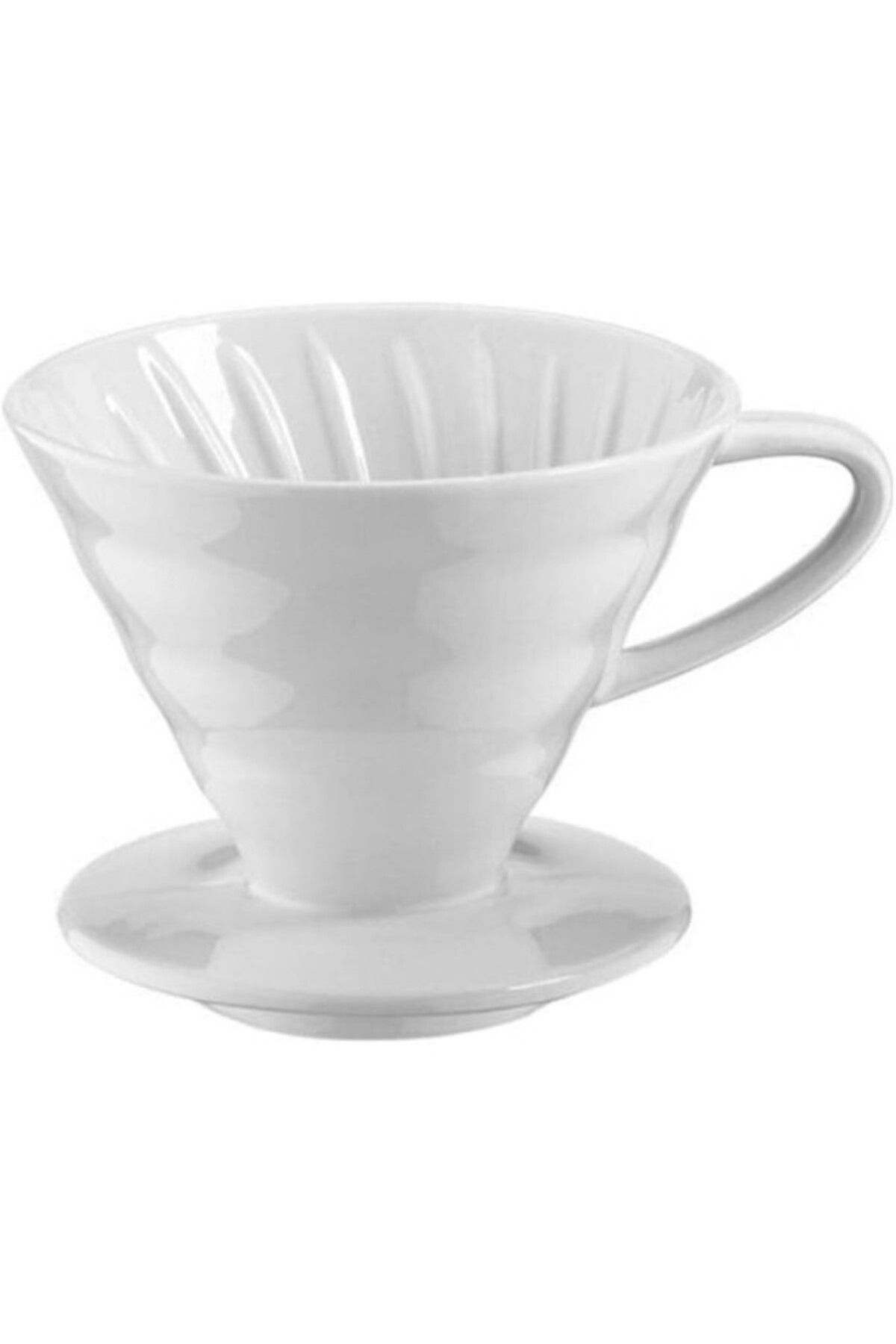 ShopZum Seramik Kahve Dripper - Porselen Demleyici - No: 2 - Beyaz (Hario V60 Benzeri)