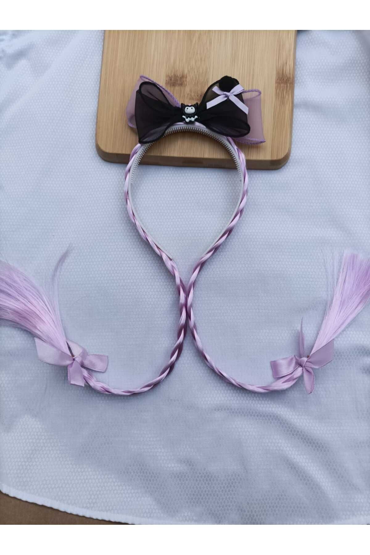 JHTshop Kuromi Çocuk Aksesuar Uzun Örgü Saçlı Taç