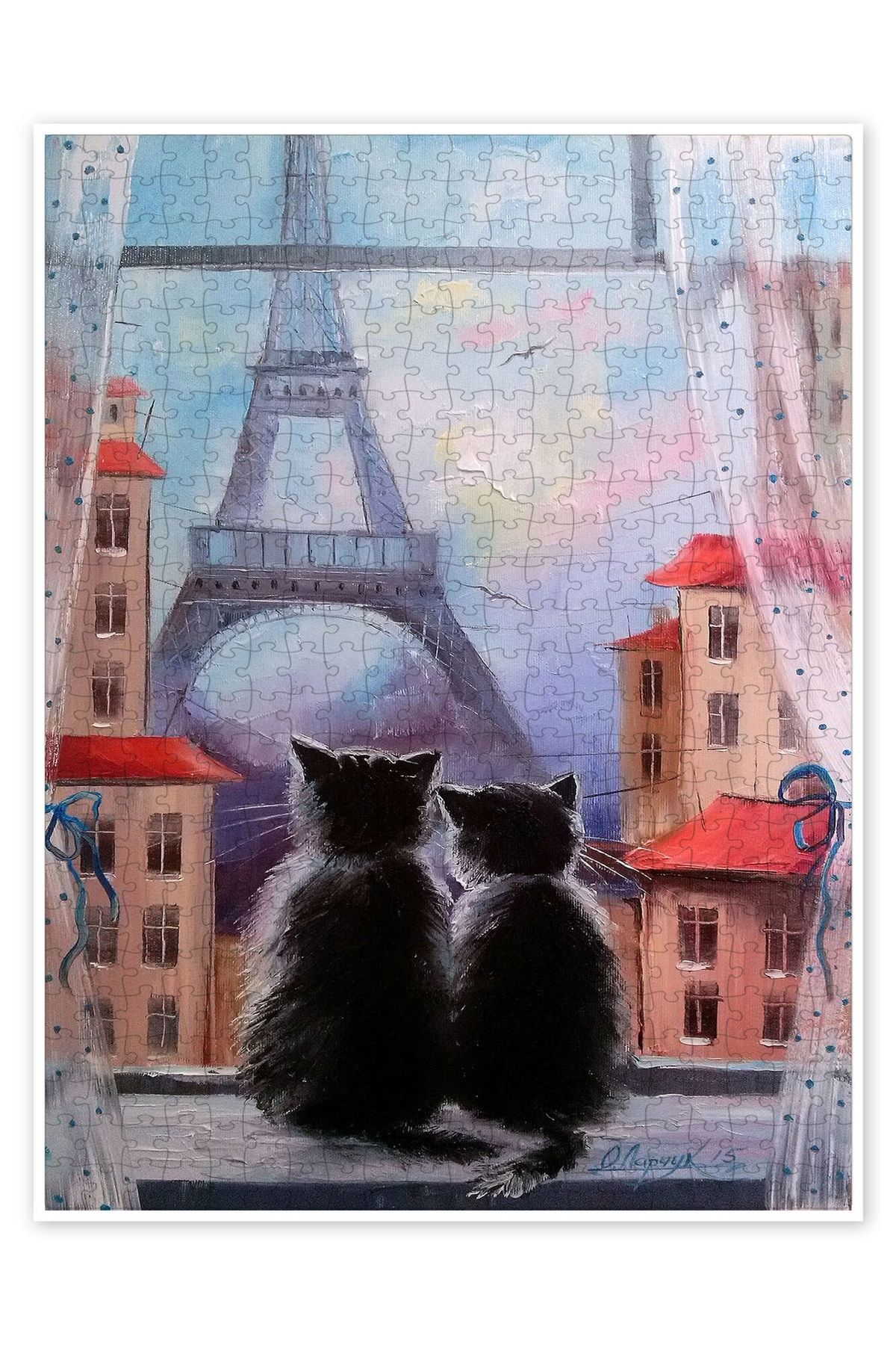 Jeronkarji Paris'te Birlikte 500 Parça Puzzle Yapboz Kedi Köpek Temalı Doğa ve Orman Hayvanları