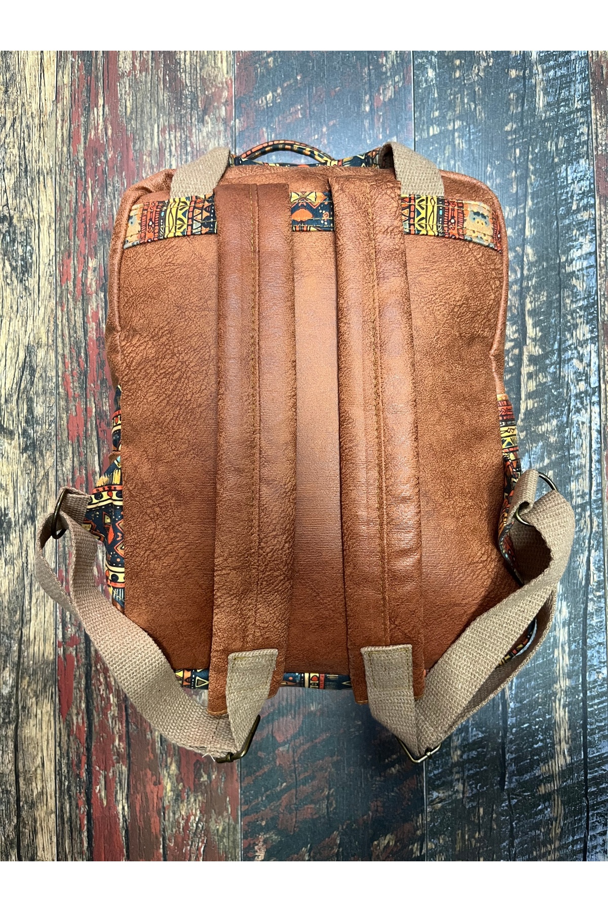 street&bagdnz Etnik Otantik Su Geçirmez Laptop Bölmeli Taşıma Kollu Sırt Çantası fotoğrafı 4 (önizleme)