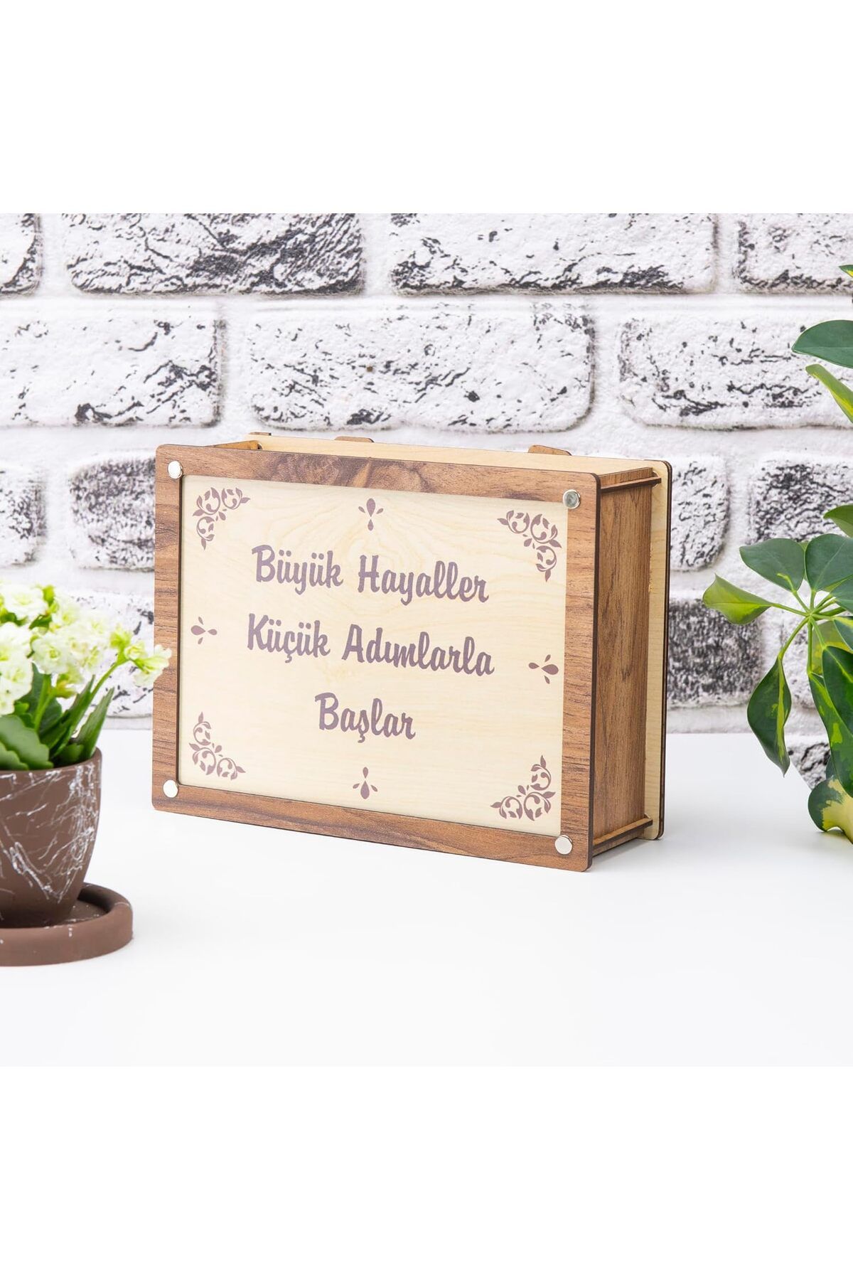 STOREMAX mrttnca ParaBox Hedef Kumbarası Ahşap-Krem Rengi Ahşap Kilitli trndymrt 1087243