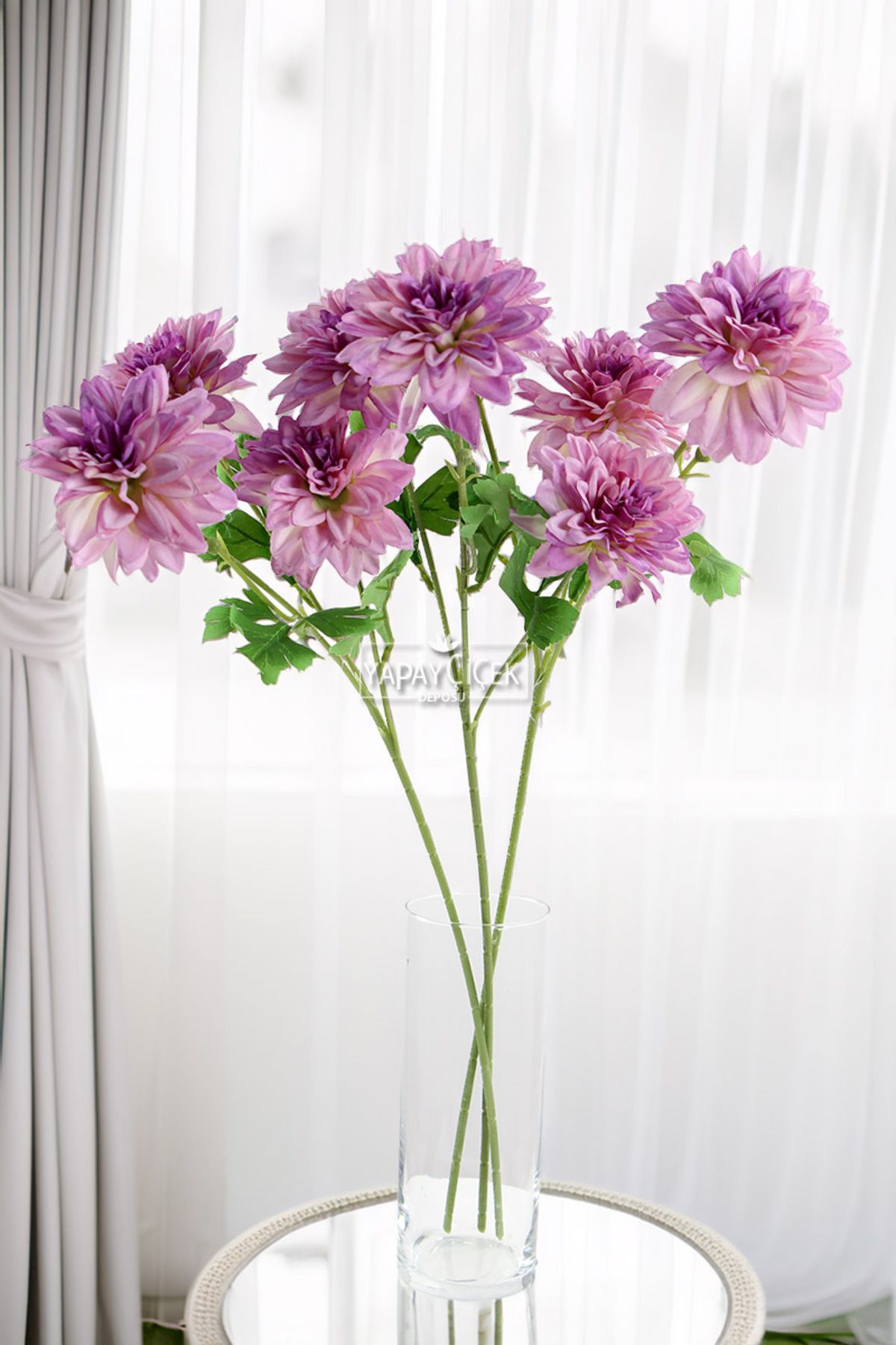 Yapay Çiçek Deposu Yapay 3lü Gardenya Dalı 70 cm Mor