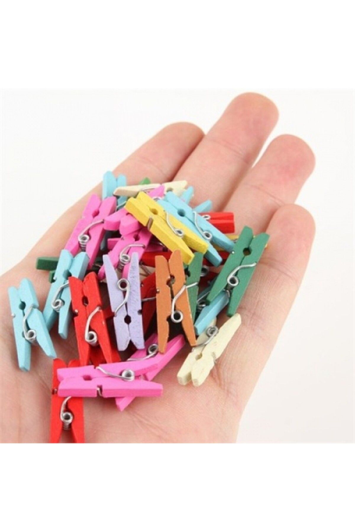 AyKa AVM Ahşap Renkli Mini Mandal 100 Adet