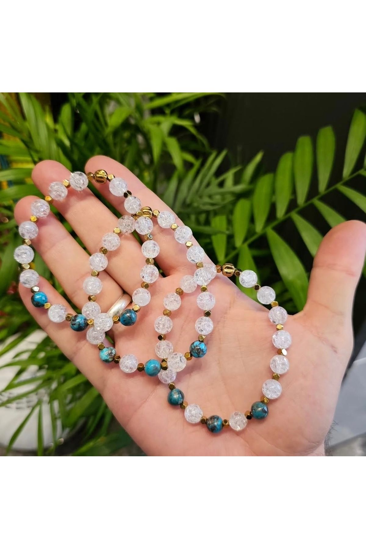 Altınsoy collection %100 Orijinal İran Nişabur Firuze Ve Doğal Necef Kuvars Taşı Bileklik