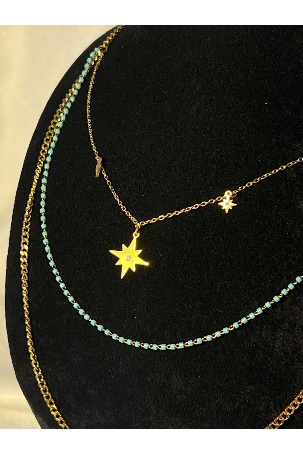 CEY ACCESSORY KUTUP YILDIZ DETAYLI ÜÇLÜ KOLYE