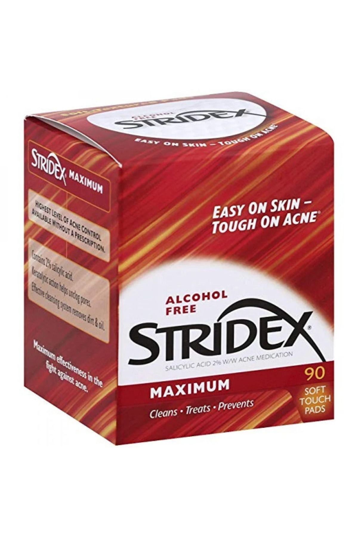 Stridex-ستريديكس ضمادات طبية لتنظيف الوجه - قوة قصوى - 90 قطعة 1