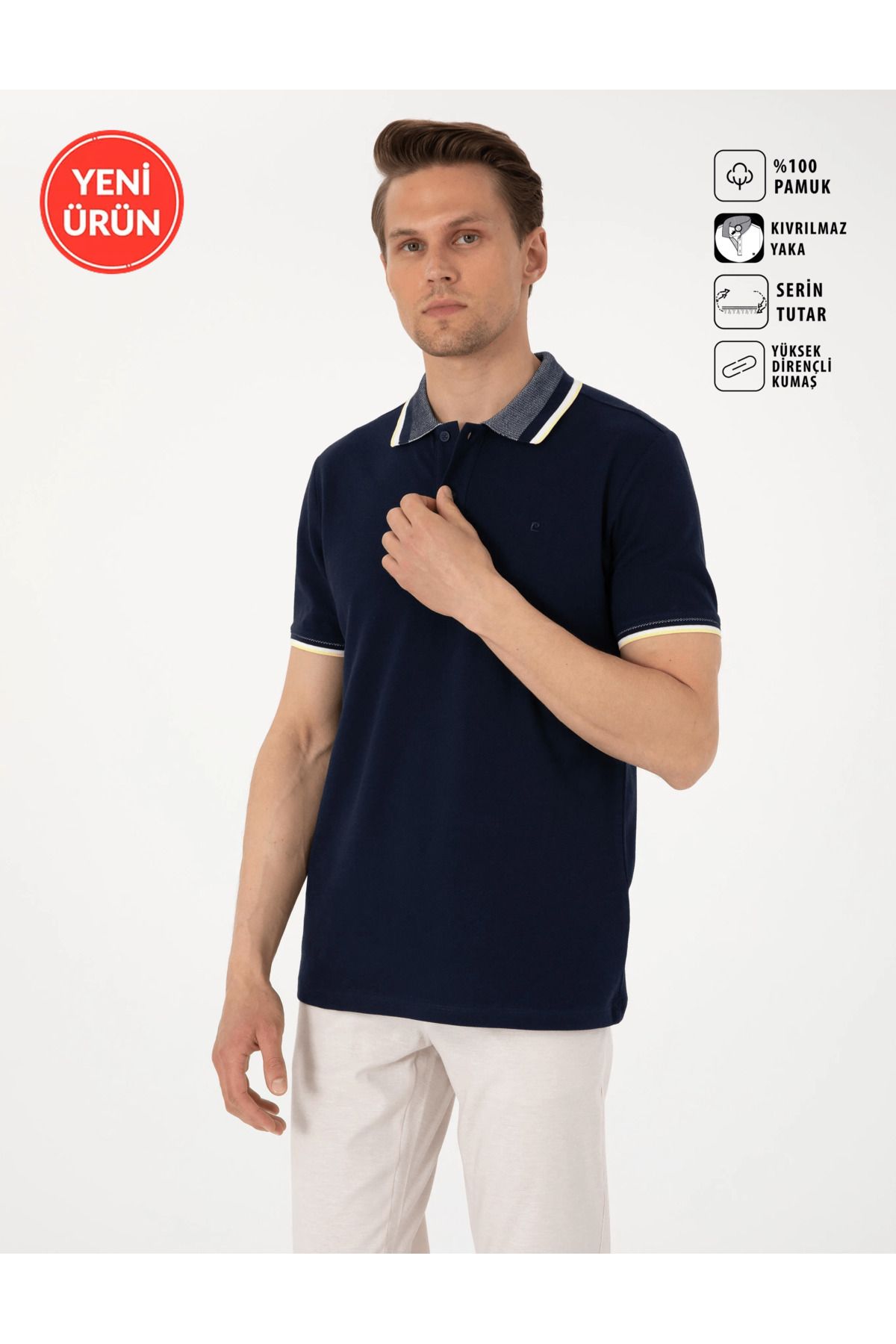 Pierre Cardin Lacivert Slim Fit Polo Yaka T-Shirt