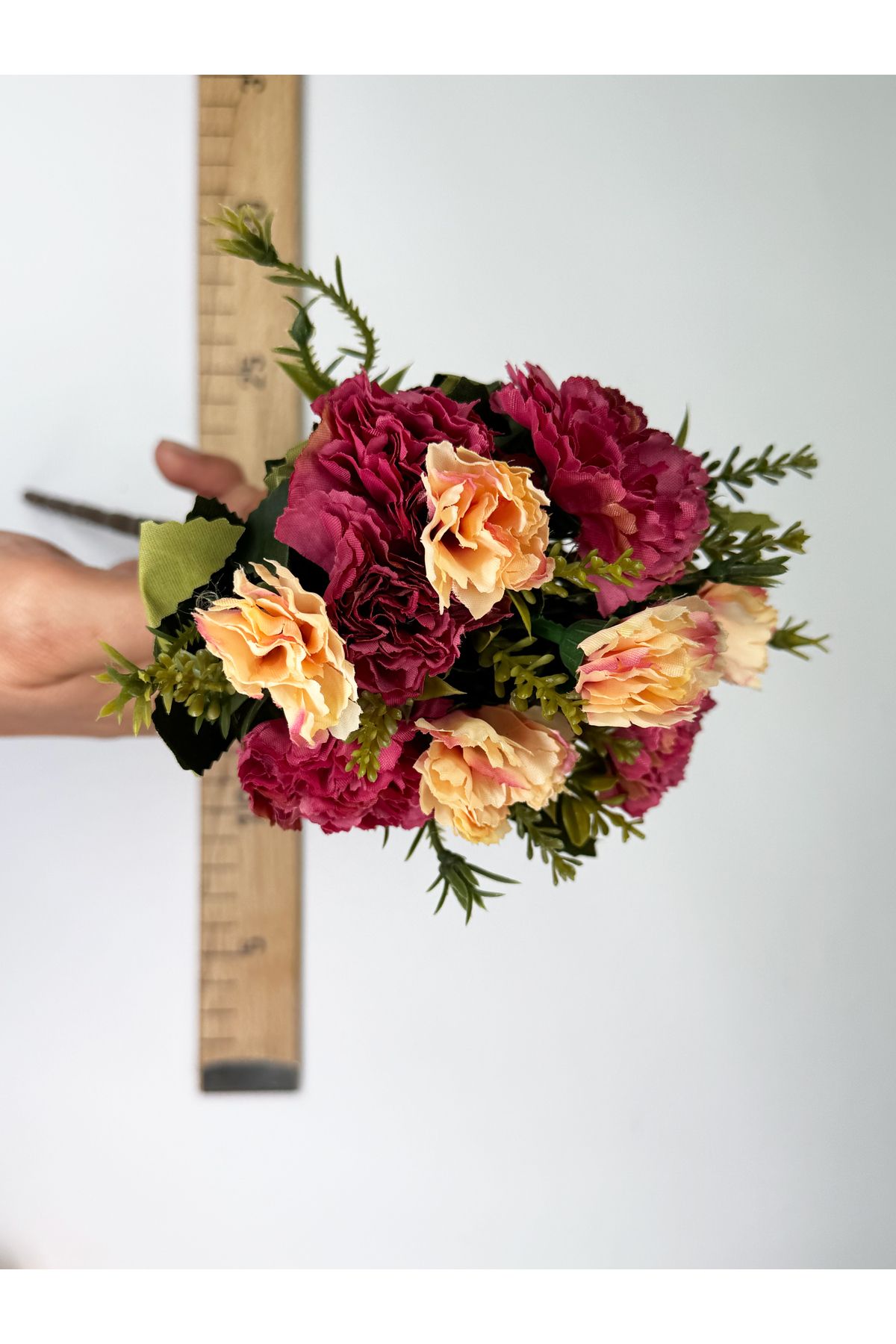 Hobi Stok Yapay Karanfil Küçük Demet - Yapay Çiçek - Süs Çiçeği - El Çiçeği - Plastik Çiçek - 30cm