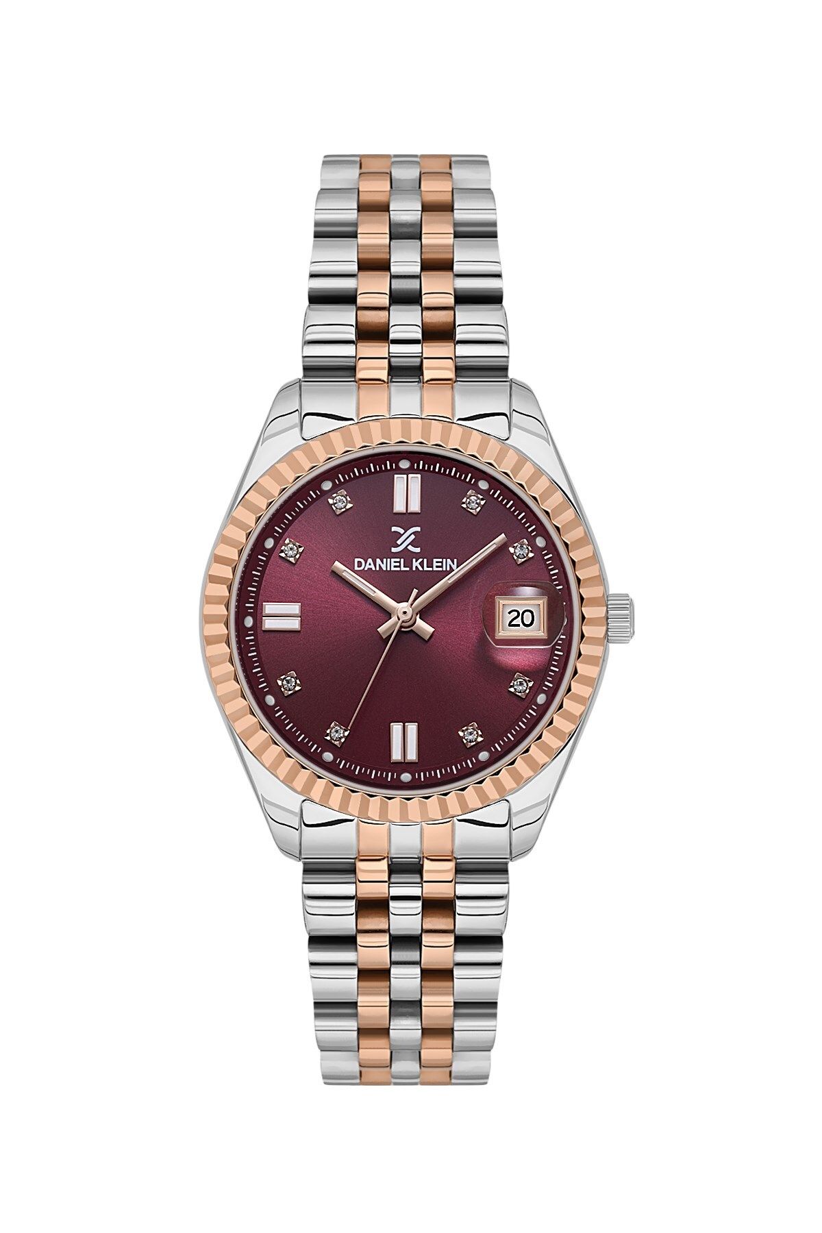 Daniel Klein Takvimli Rolex Kasa Sarı Gümüş Orta Boy Büyüklükte Kasa Kadın Kol Saati