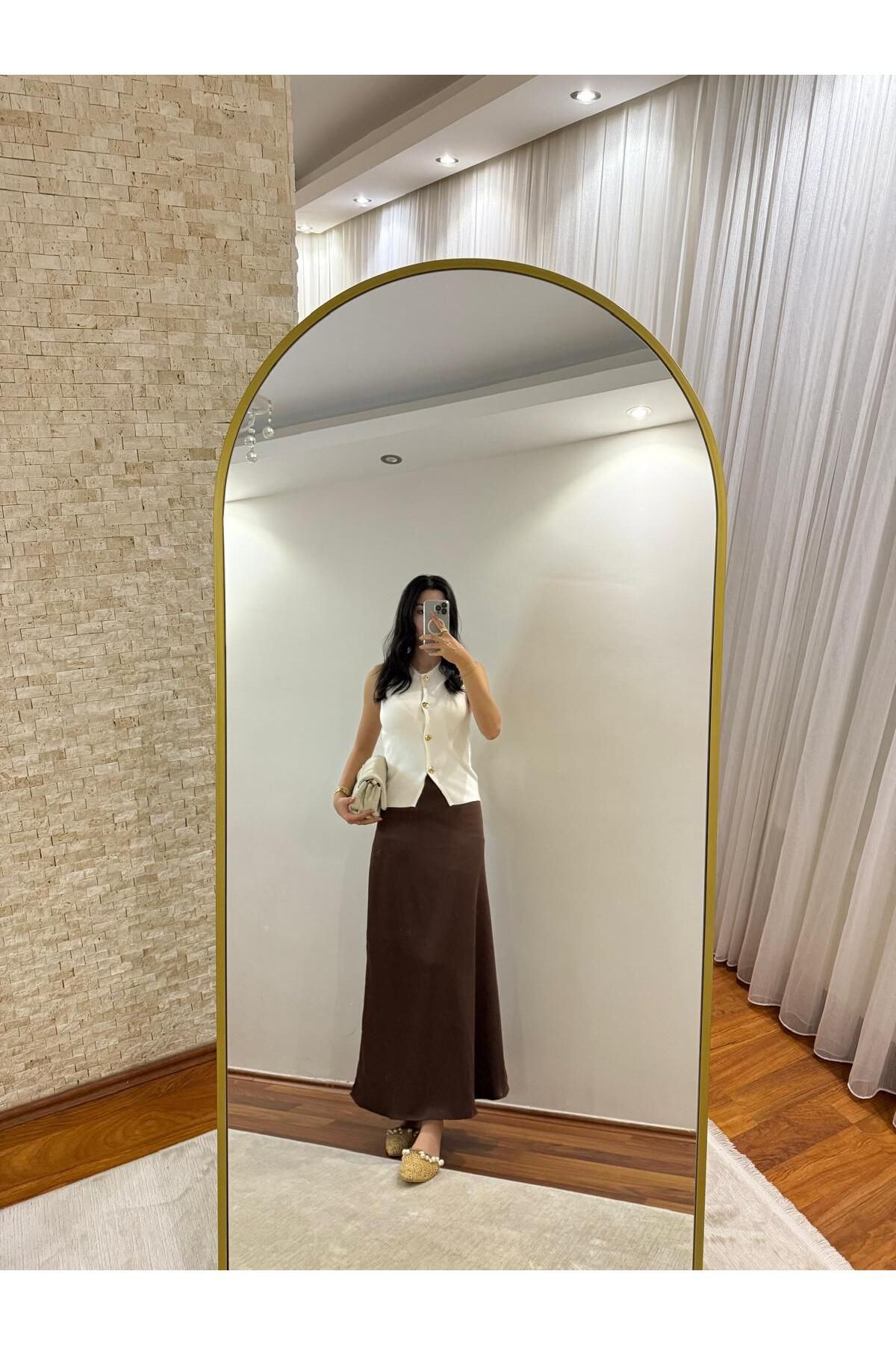 Mihri Atelier Butik KAHVERENGİ SATEN ETEK