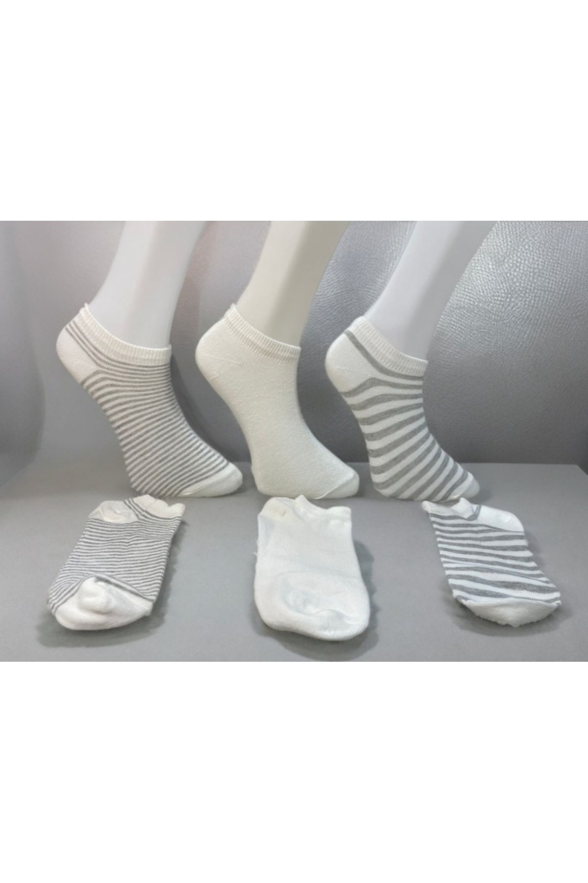 LAV SOCKS 3’lü Kadın Çizgili Kadın Patik Çorap