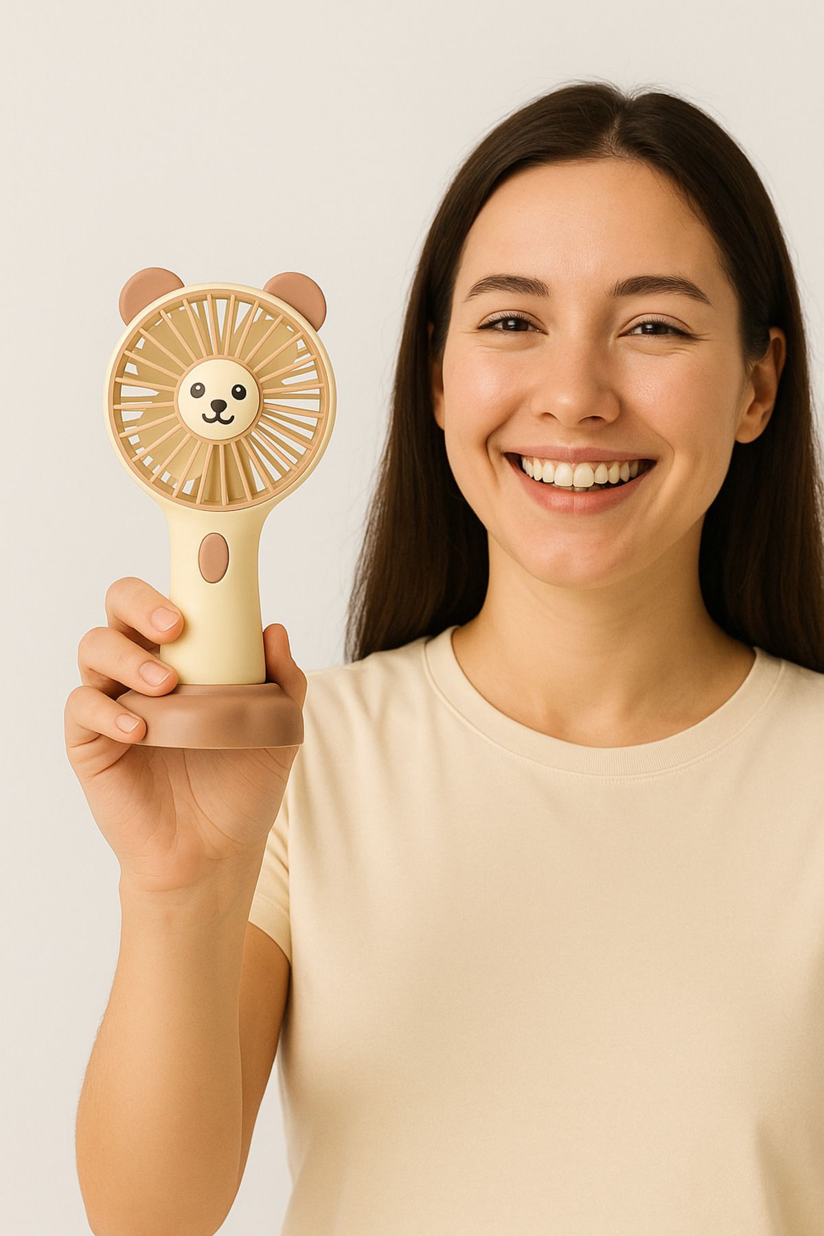 Bengisa Mini Taşınabilir Sevimli Ayıcık Fan – Sessiz, USB Şarjlı, El Tipi & Masaüstü Kullanıma Uygun