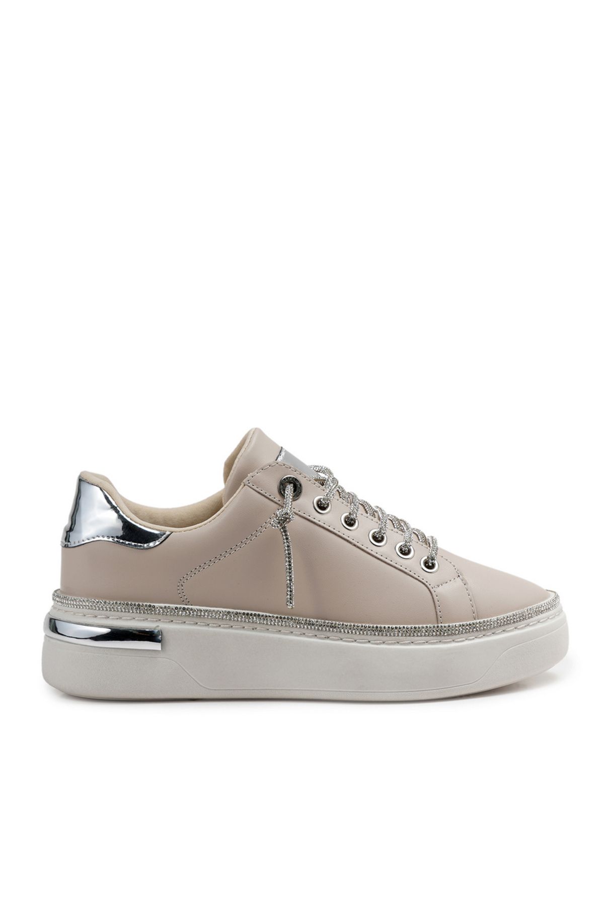 ZEYTUK Krem Sneakers Hakiki Deri Kadın Ayakkabı