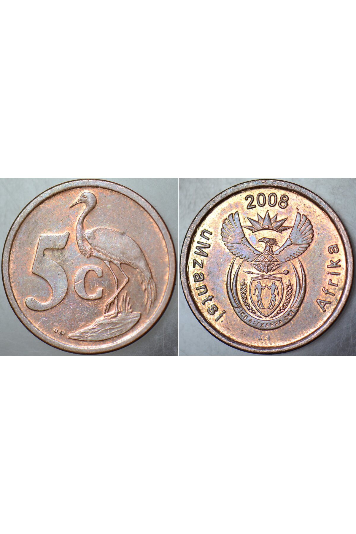Banknoting GÜNEY AFRİKA CUMHURİYETİ 5 CENT 2008 MAVİ TURNA TEMALI.