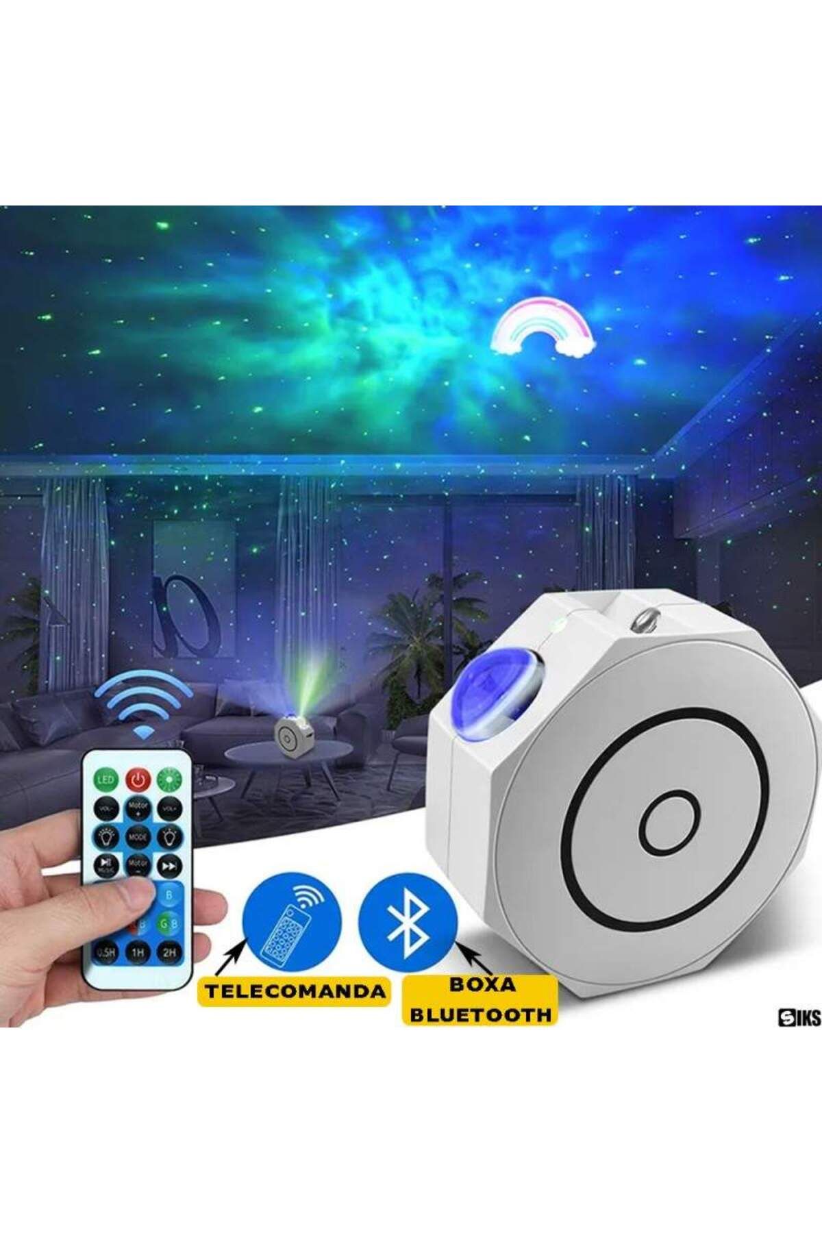 SIKS-Star and Planet Projector for Ceiling Room with Built-in Speaker SIKS, 15 x 14 x 6 cm, White 2