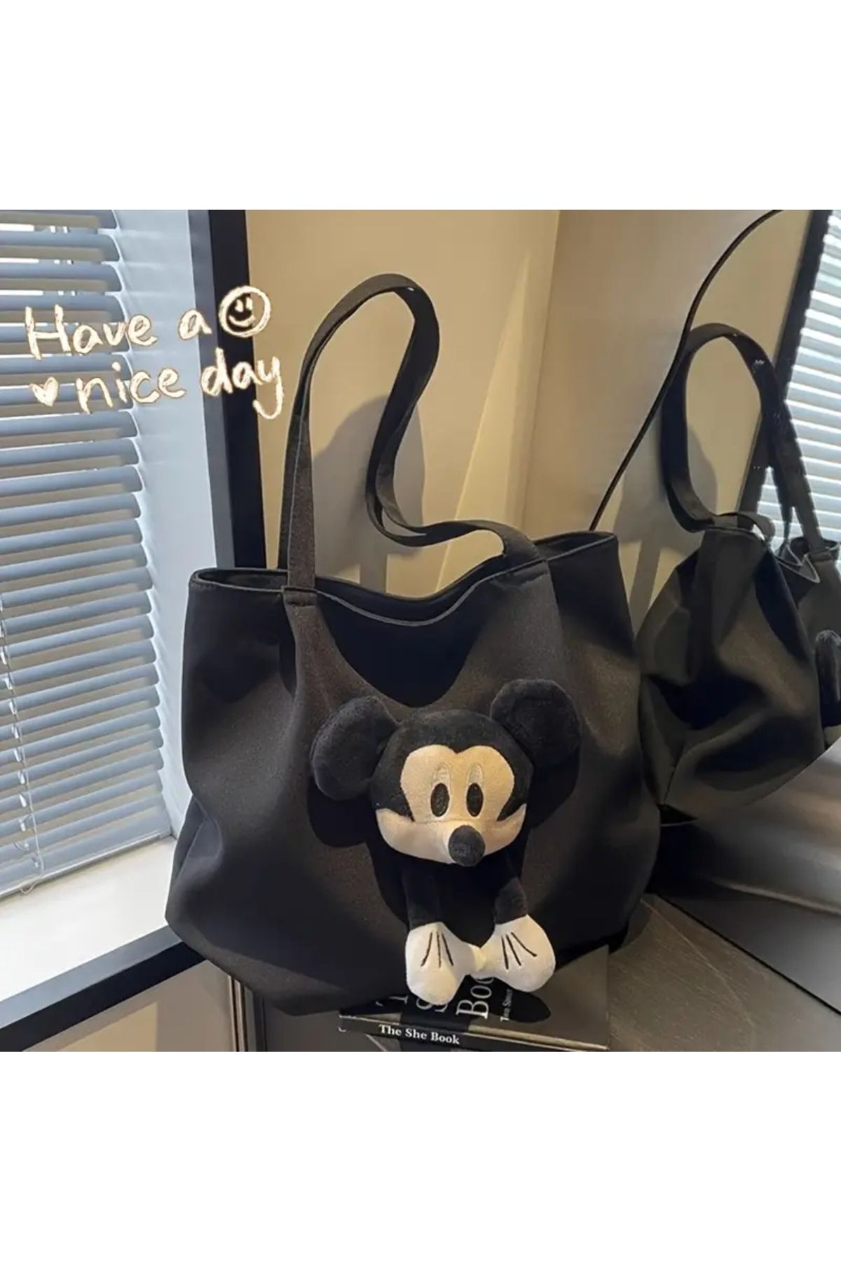 ORGANICYOU PUTIAN Mickey Mouse Tuval Çanta - Hafif, Büyük Kapasiteli, Şık Karikatür Tasarımı