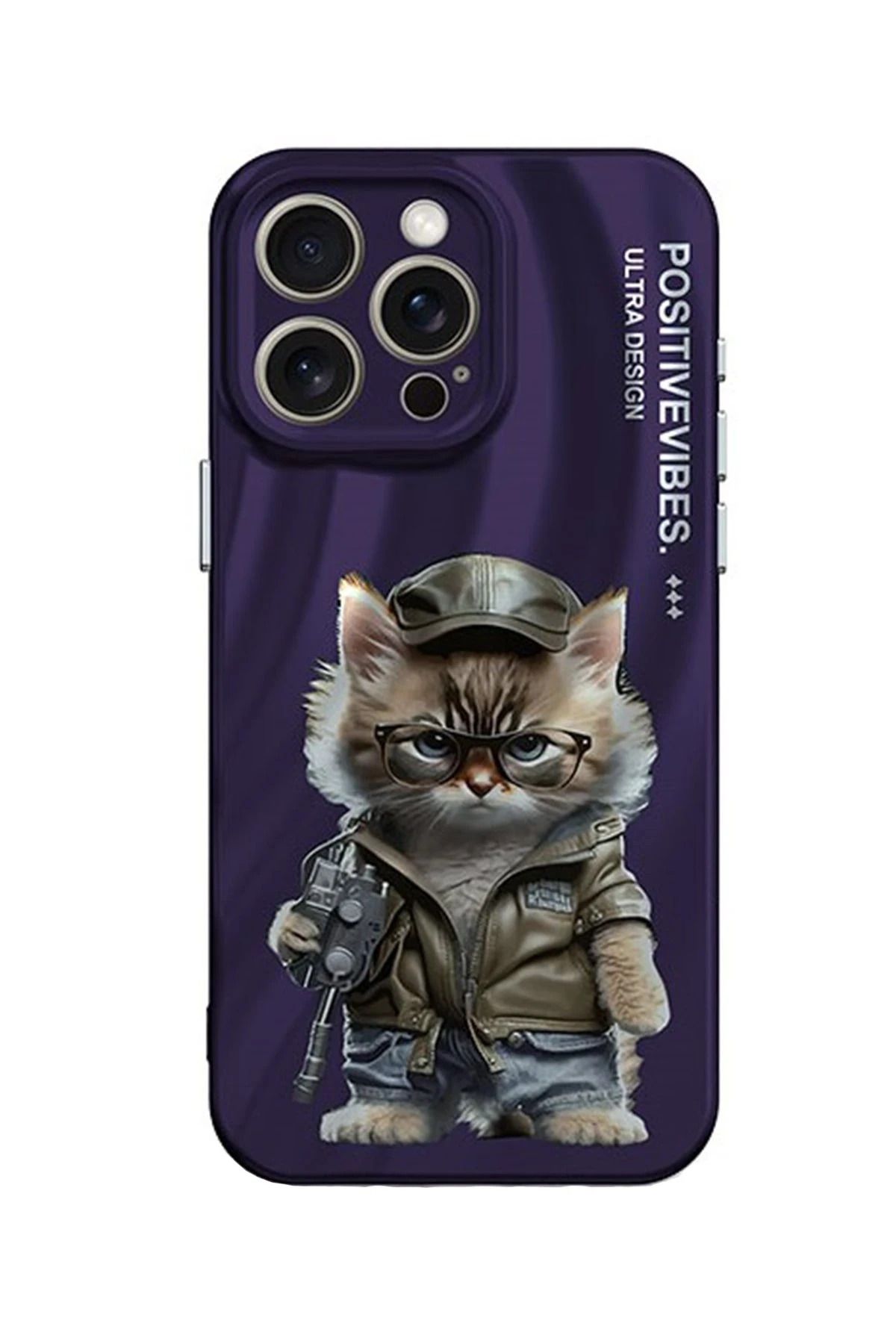 CepteToptan iPhone 14 Pro Kılıf Crew Desenli Kapak - Kedi - 2