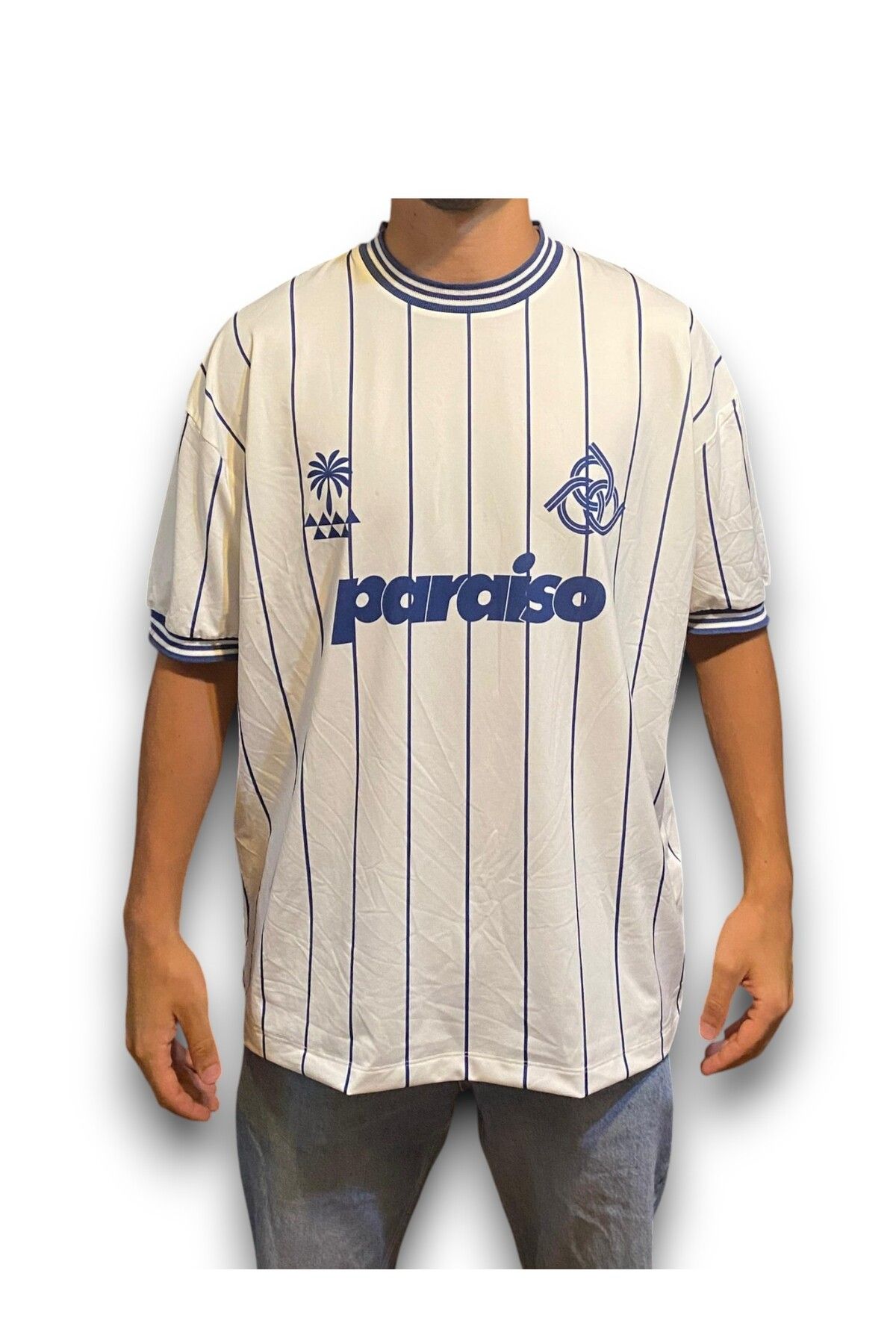 BERK WEAR Unisex beyaz çizgili forma
