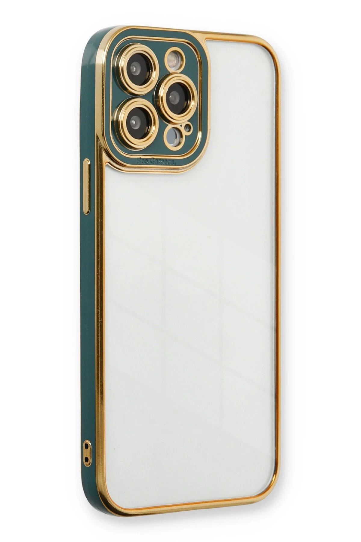 CepteToptan iPhone 13 Pro Max Kılıf Liva Lens Silikon - Yeşil